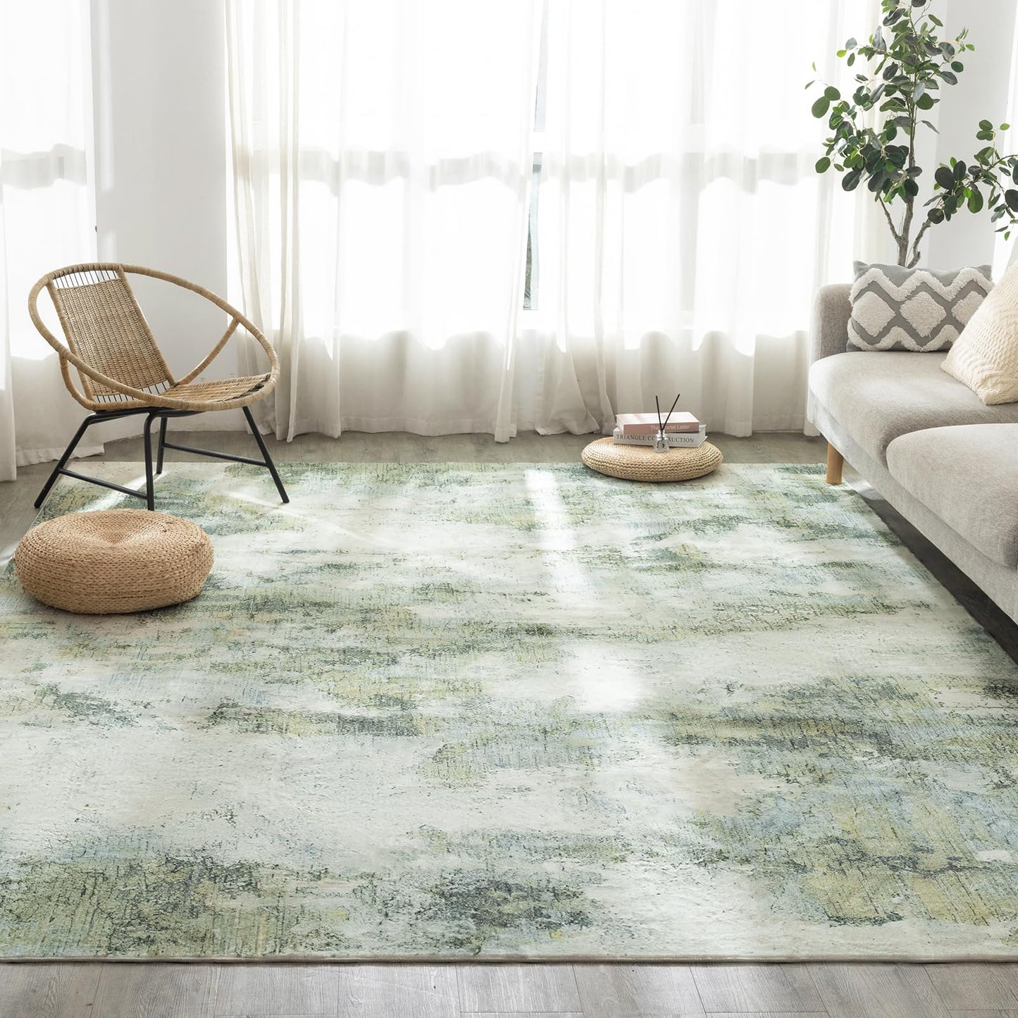 UMINEUX Washable Area Rug 5'x7' Large Modern Abstract Living Room Rug with Anti-Slip Rubber Backing, Ultra Soft Low Pile Rugs Carpet for Dining Room Bedroom Home Office Decor