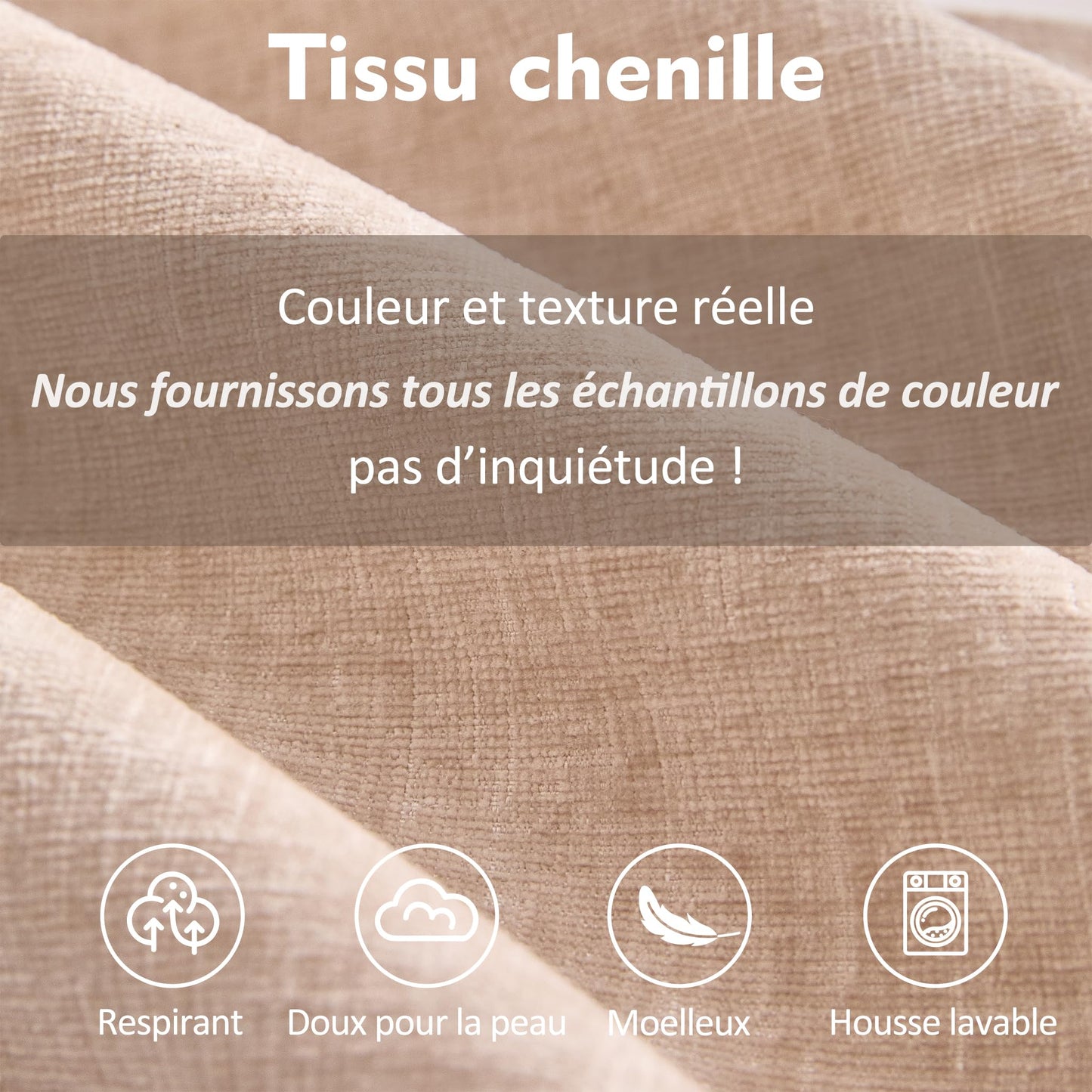 Litbird U-förmiges modulares Sofa 3-Sitzer Ecksofa mit Hocker, tiefes Sitzdesign, Cloud Couch für Wohnzimmer(Hellbraun)