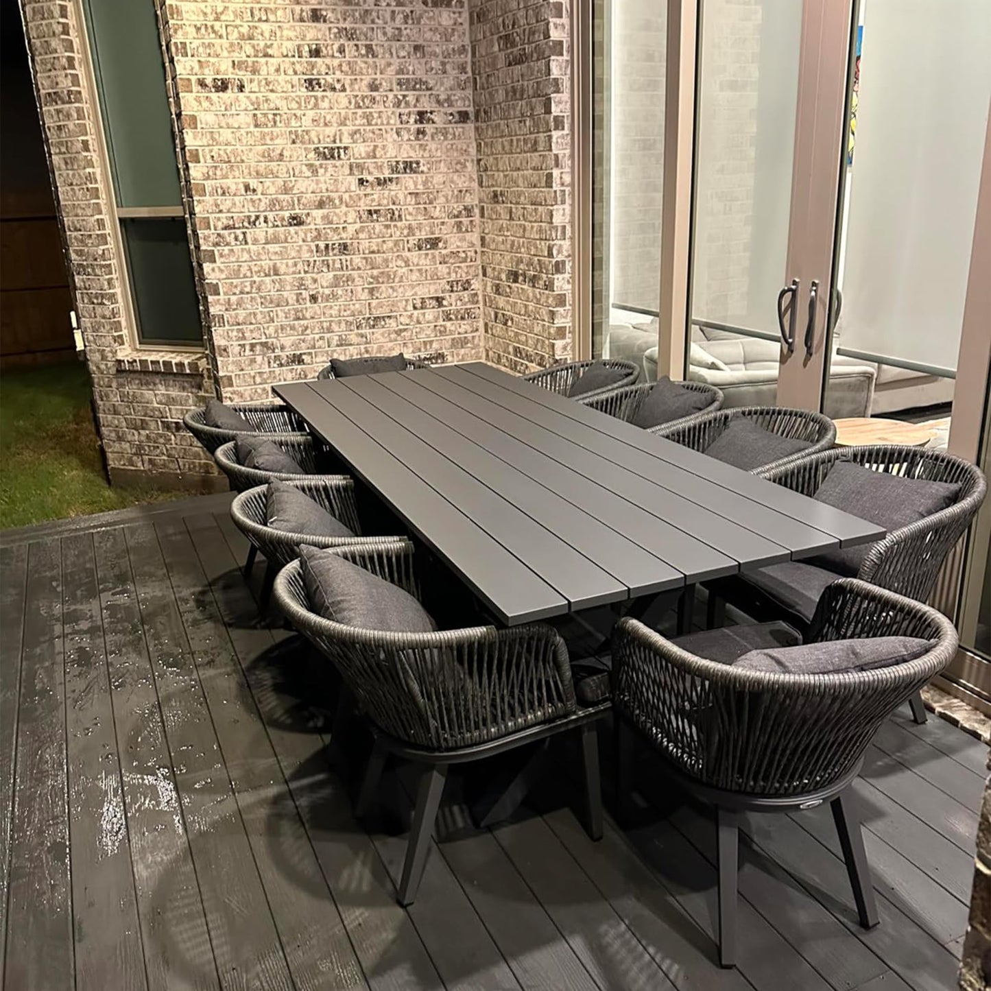PURPLE LEAF 9-TLG Gartenmöbel Set,Aluminium Terrassenmöbel 8 Gartenstühle mit Tisch Balkonmöbel Essgruppe Gartengarnitur, Grau