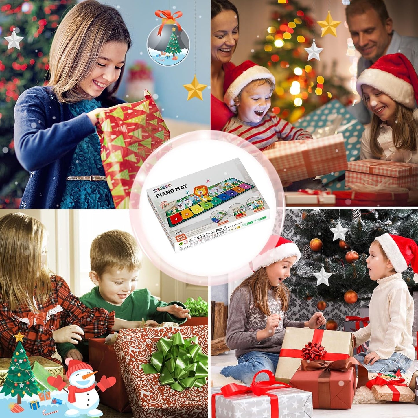 Rodzon 63301 Baby Spielzeug ab 1 Jahr, Musikmatte Kinder 19 Liedern 10 Tieren, Kinderspielzeug ab 1 2 3 Jahre Klaviermatte Geschenk Mädchen Junge Weihnachts Geburtstag