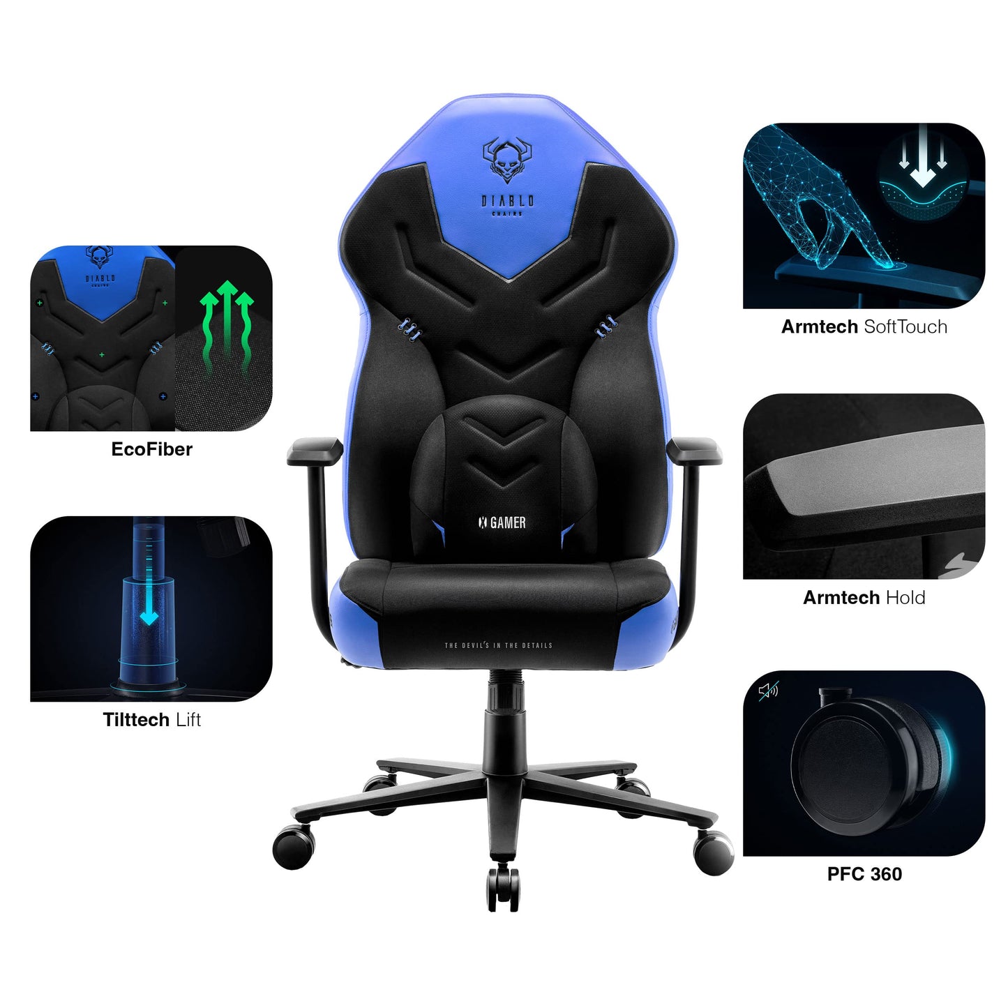 Diablo X-Gamer 2.0 Gaming Chair Office Chair Fabric Cover Ergonomic Design Lumbar Cushion Soft Pad Cushion (Pink-White)