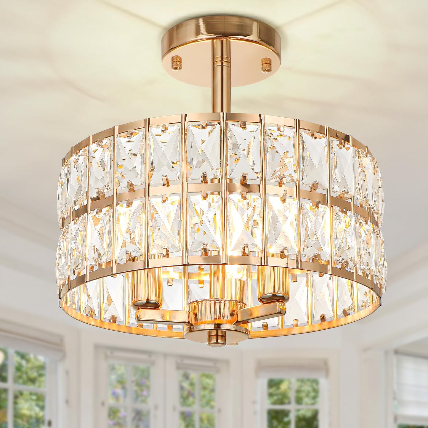 LynPon Moderne Gold Kronleuchter 8 Leuchte Feuerwerk Sputnik Deckenleuchte Kristall Löwenzahn Pendelleuchte für Schlafzimmer, Wohnzimmer, Esszimmer, Küche, Flur