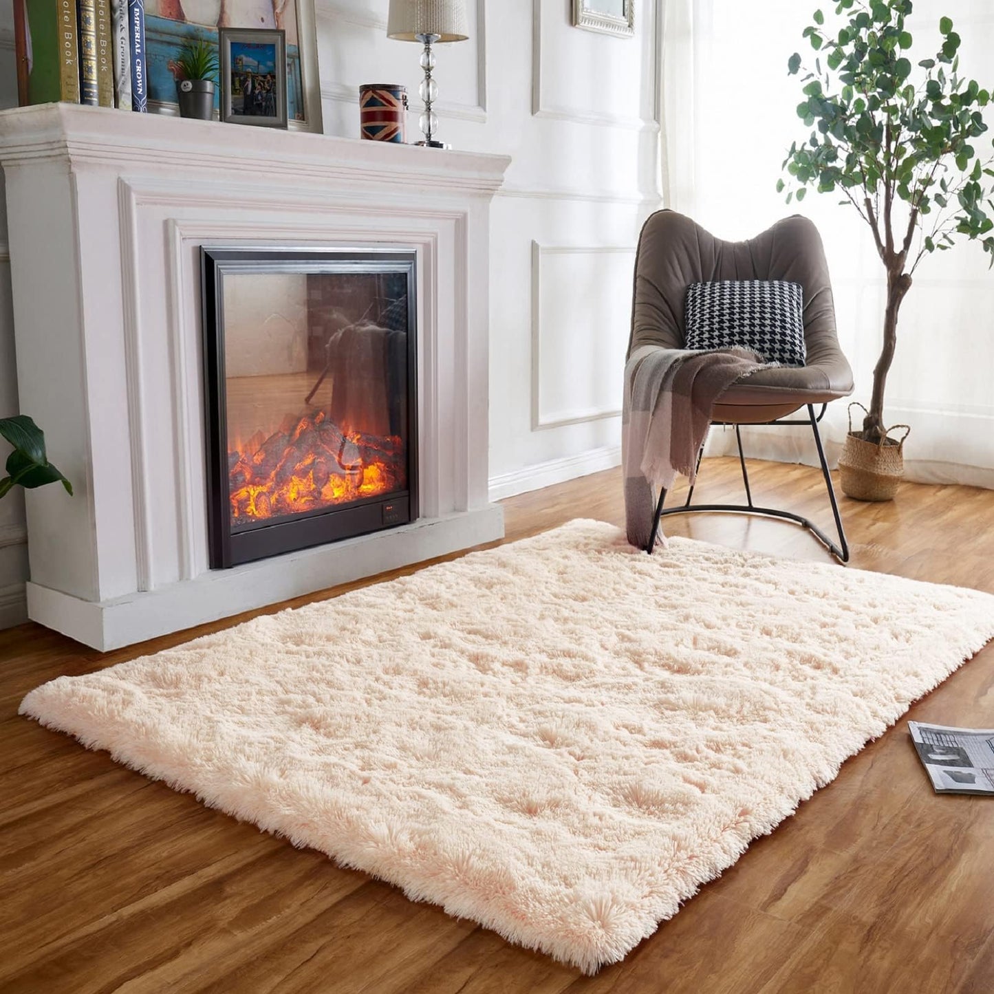Obundi Pink Rug, Fluffy Living Room, Rugs, Teenager's Room, Girls, Soft Non-Slip Bedroom Carpet, Office, Small Rug (Pink, 60 x 120 cm)