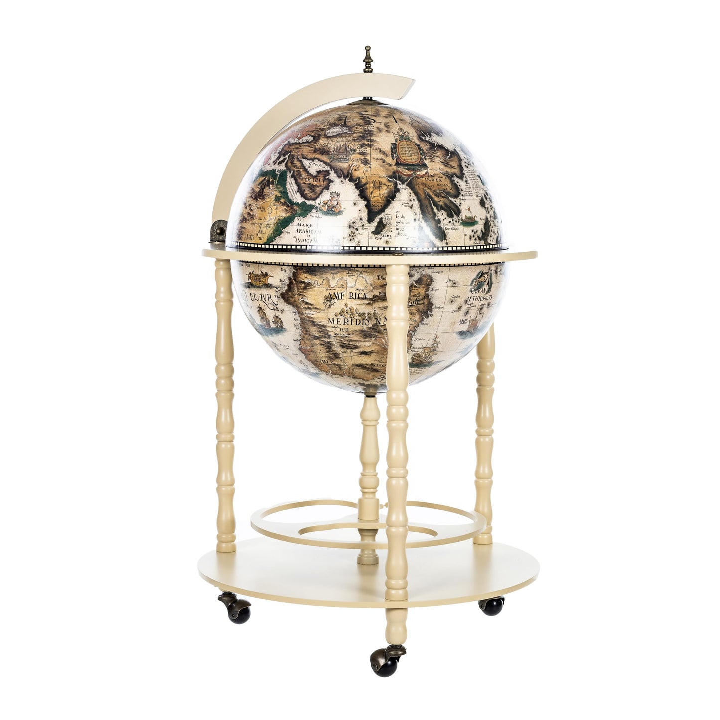 Birendy, giant globe design bar trolley with a lid and wheels