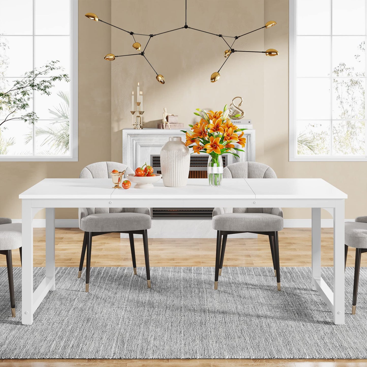 Tribesigns 160 x 80 cm Esstisch, industrieller Küchentisch für 4-6 Personen, rechteckiger Esstisch für Esszimmer, Küche, Wohnzimmer, mit robusten Metallbeinen (Rustikales Braun)