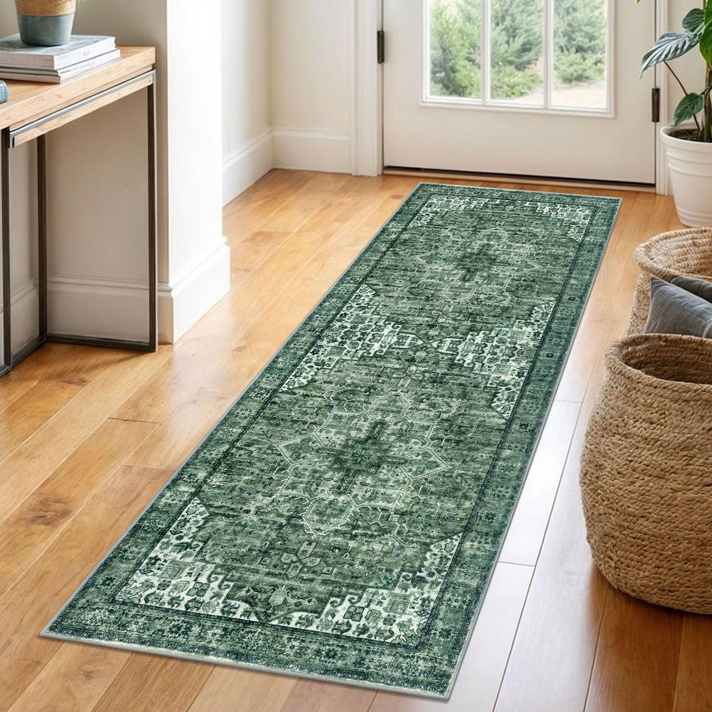 2x3 Blue Washable Rug for Entrance, Soft Traditional Area Rug, Non-Slip Printed Kitchen Rugs, Low-Pile Medallion Indoor Door Mat, Small Farmhouse Carpet for Entryway Kitchen Foyer Bedside
