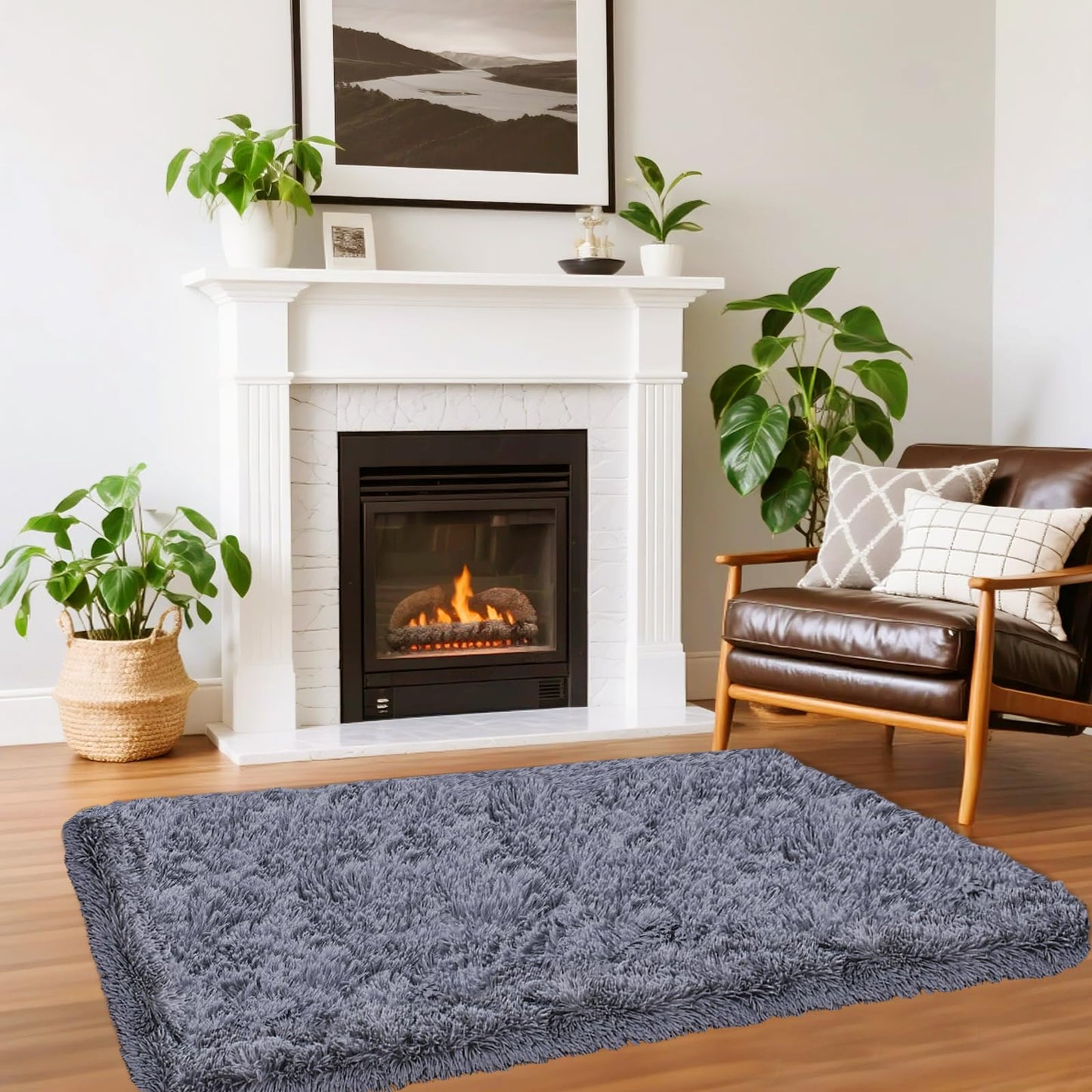 High Pile Living Room Rug, 140 x 200 cm, Cream Fuzzy Shaggy Fluffy Rug for Bedroom Rugs, Modern Plush Living Room Rug, Bed Rug, High-Pile Carpet, Non-Slip for Children's Room