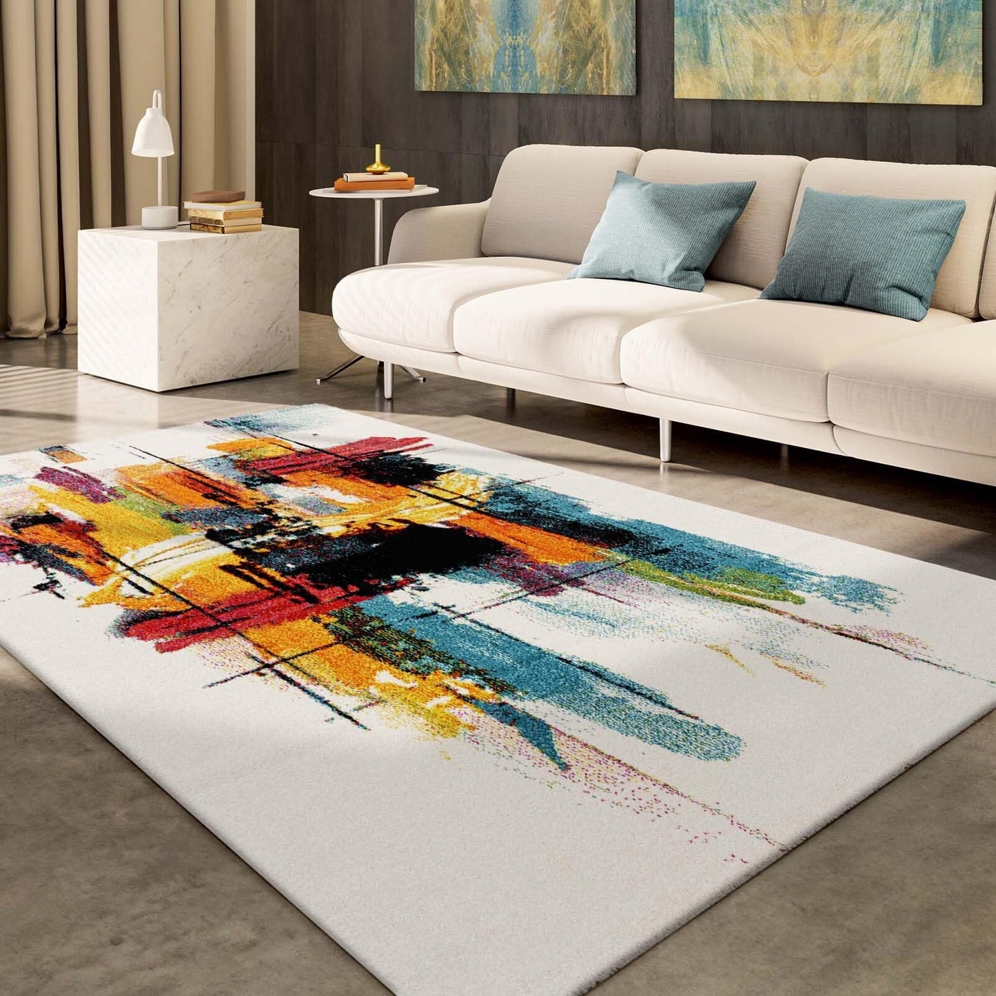 Taracarpet Moderner Designer Kurzflor Teppich bunt Multi fürs Wohnzimmer Schlafzimmer und Kinderzimmer Vision Graffiti 120x170 cm