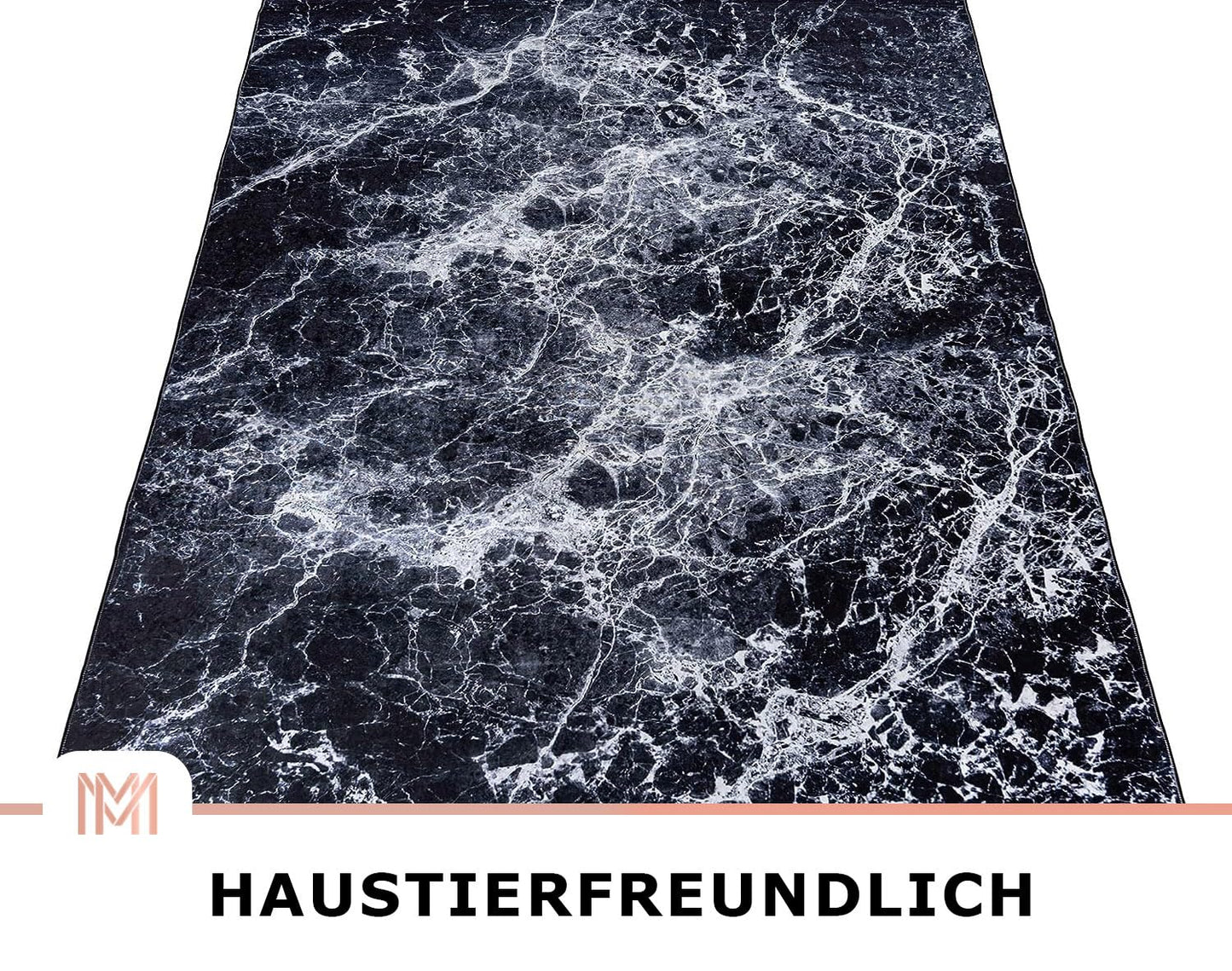 Mazovia Modern Teppich - Kurzflor Waschbar - Weich Teppich für Wohnzimmer, Schlafzimmer, Esszimmer – Teppiche Marmor Abstrakt Muster - Schwarz Gold 160 x 230 cm