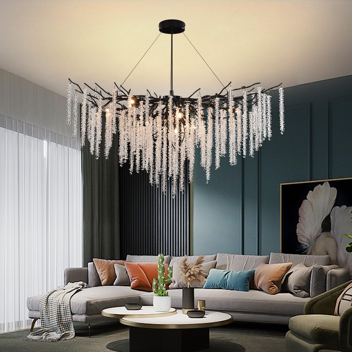 AHXIAOZN Modern Kronleuchter Kristall Leuchte,Luxus Kristall Pendelleuchte,Dimmbar Rund Kristall Hängeleuchte,für Esszimmer, Küche, Wohnzimmer, Schlafzimmer, Flur, Café,Bar(Gold,60cm)