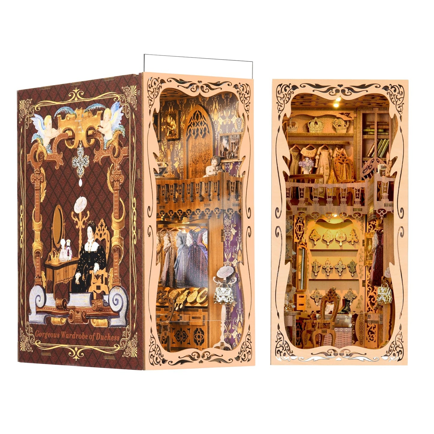 MiniCity Book Nook Kit, DIY Miniature Dollhouse Booknook Kit, 3D Wooden Puzzle Bookend Bookshelf Insert Decor for Teenagers and Adults (Library of Gods Max)