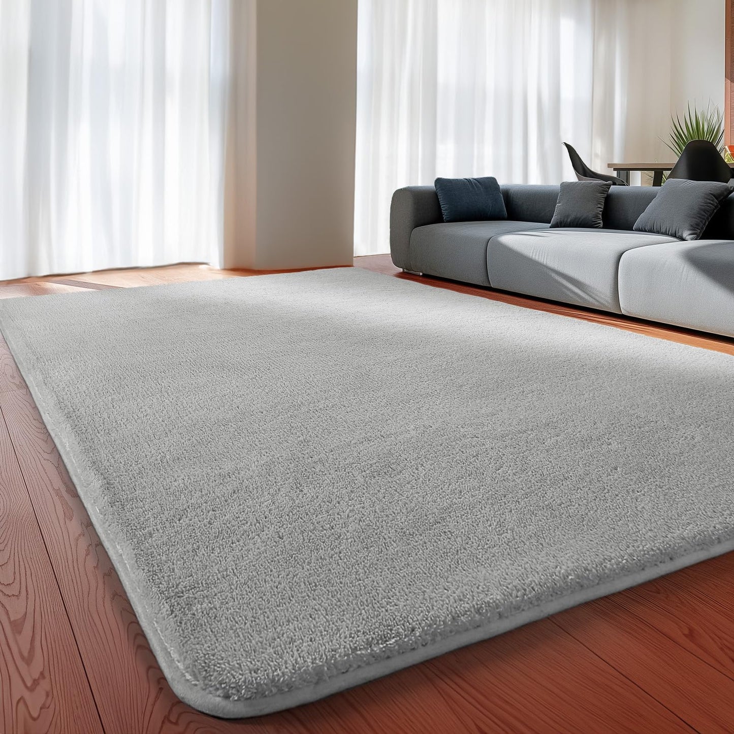 Sour Lemon Teppich Wohnzimmer 240x300, Kinderzimmer Mädchen Junge Schlafzimmer Grau, Kurzfloriger Weicher Wohnzimmerteppich, Flauschig, Waschbar