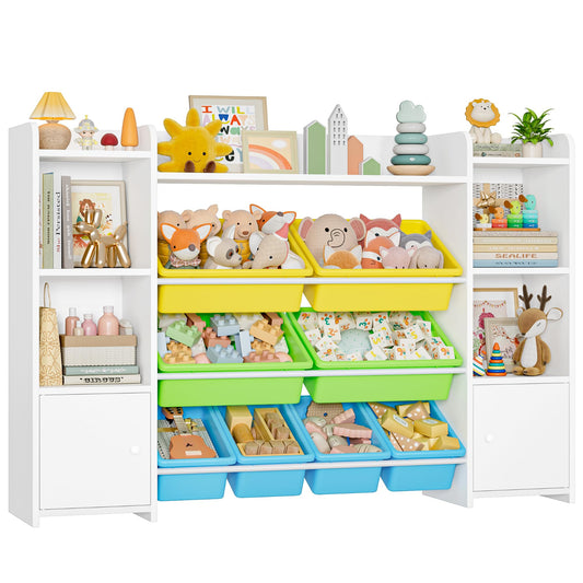 FOREHILL Kinderregal mit 8 Boxen Kinderschrank Holz Bücherregal für Kinder Aufbewahrungsbox Kinderzimmer Möbel mit Spielzeugkiste 138,8 x 94,3 x29,6 cm (rosa)