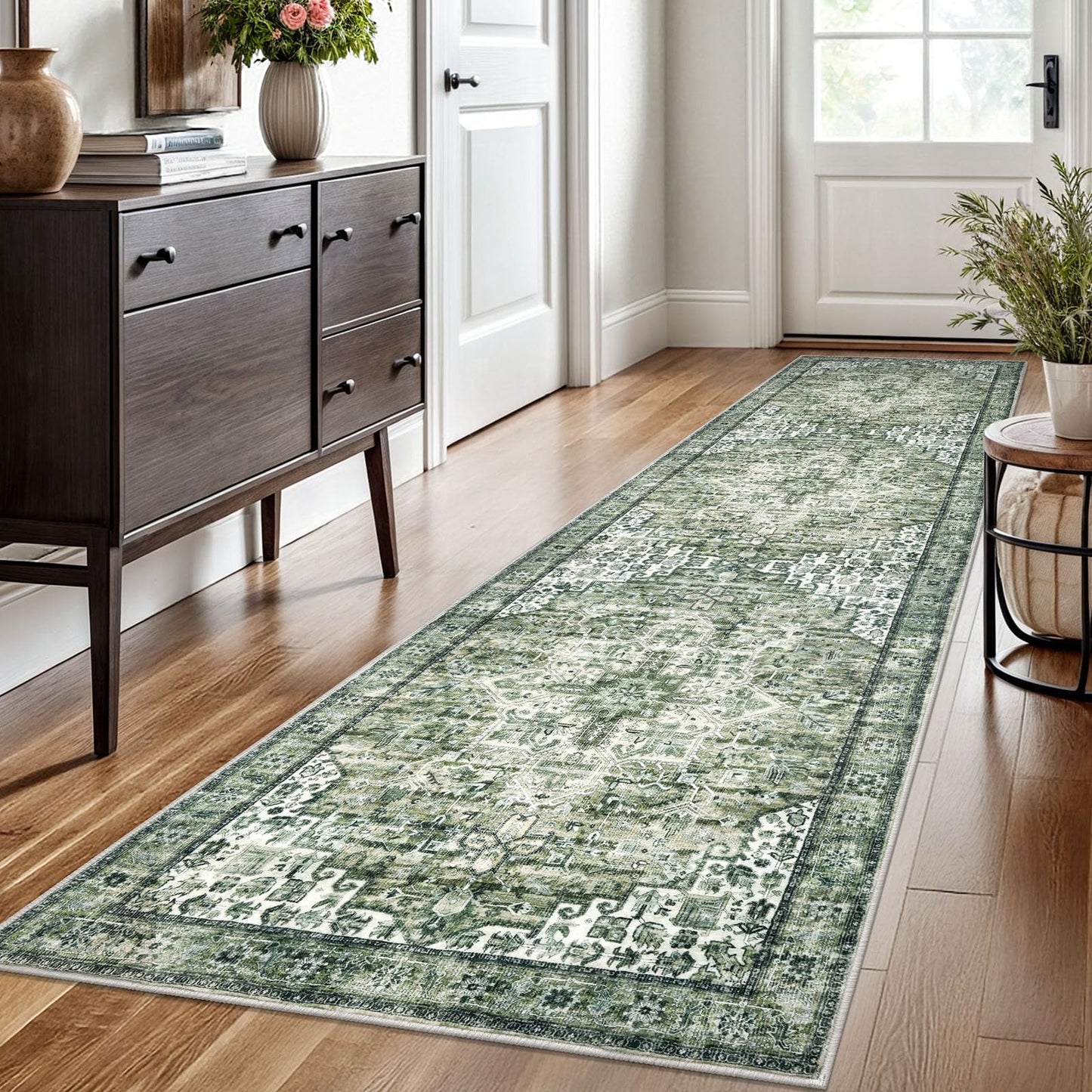 2x3 Blue Washable Rug for Entrance, Soft Traditional Area Rug, Non-Slip Printed Kitchen Rugs, Low-Pile Medallion Indoor Door Mat, Small Farmhouse Carpet for Entryway Kitchen Foyer Bedside
