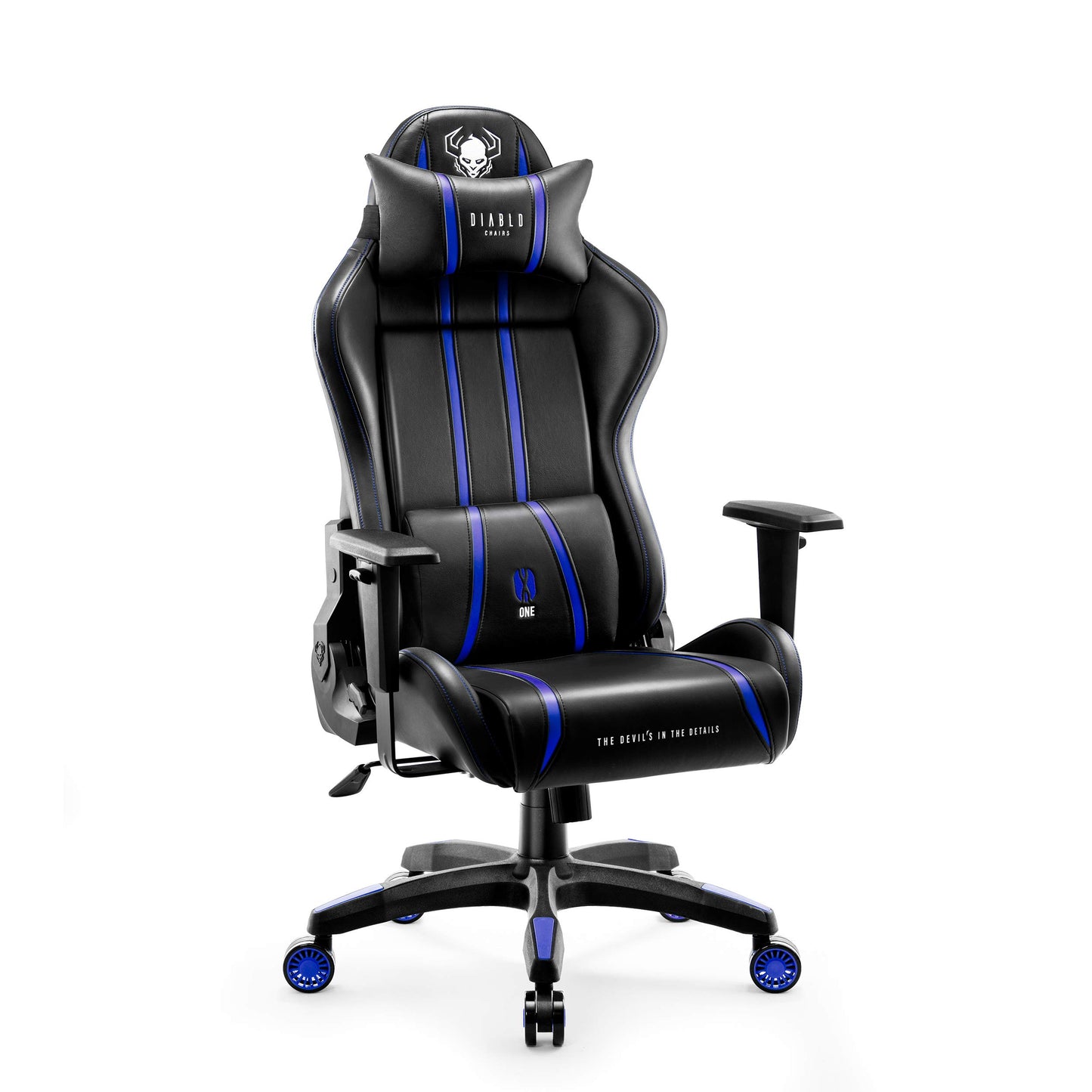Diablo X-One 2.0 Gaming Stuhl Gamer Chair Bürostuhl Schreibtischstuhl Verstellbare Armlehnen Ergonomisches Design Nacken/-Lendenkissen Wippfunktion Aqua Blue Normal (L)