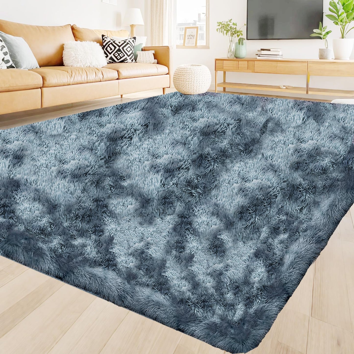 High Pile Living Room Rug, 140 x 200 cm, Cream Fuzzy Shaggy Fluffy Rug for Bedroom Rugs, Modern Plush Living Room Rug, Bed Rug, High-Pile Carpet, Non-Slip for Children's Room