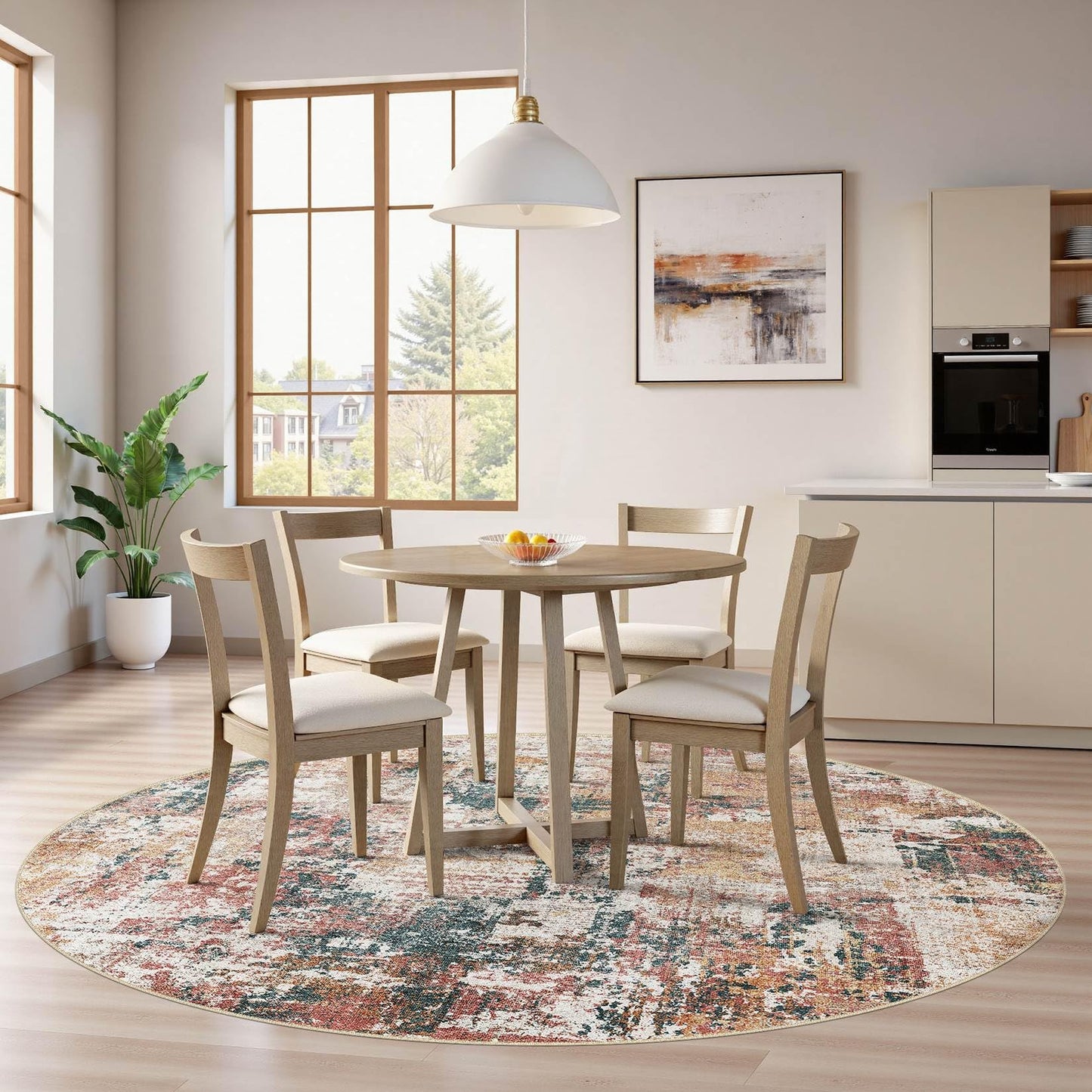 Tortania Washable 5x7 Area Rug for Living Room: Modern Abstract Neutral Large Soft Thin Rugs - Non Slip Indoor Carpet for Bedroom Dining Room Office Nursery Home Floor Decoration - Grey