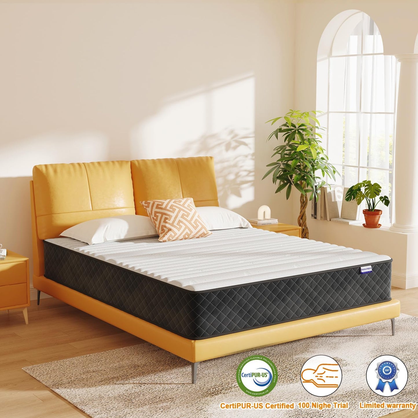MOLPHIT Mattress 140 x 200 cm, Height 25 cm, Oeko-Tex Certified, Hardness H3 and H4, 7-Zone Pocket Spring Mattress with Comfort Foam, Fabric with Soft, Durable and Skin-Friendly, 140 x 200 x 25 cm