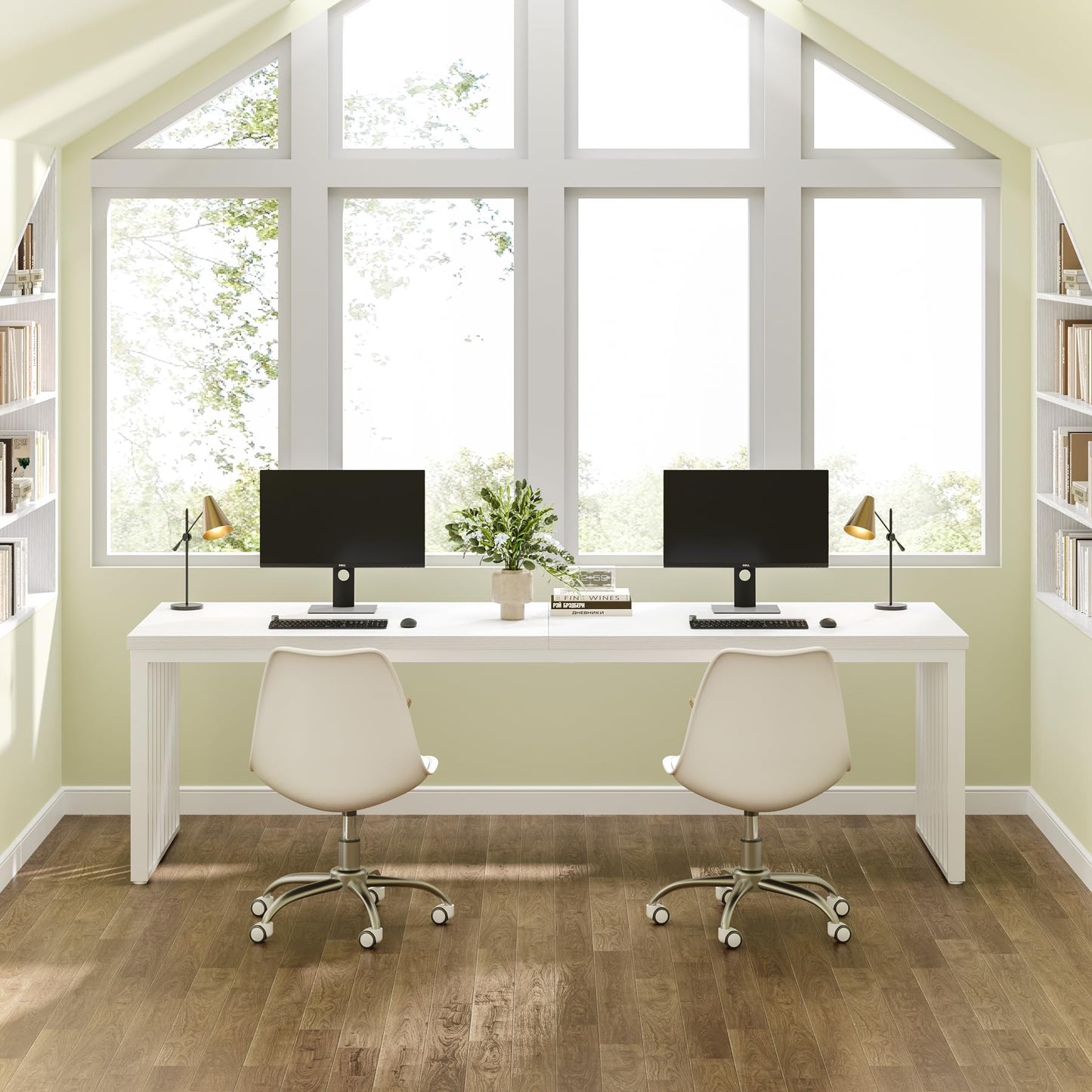 Tribesigns 180 cm Schreibtisch, großer Computertisch PC Tisch Bürotisch mit robustem Metallgestell, Arbeitsstation für Home Office zu Hause Schreibtische, Konferenztisch (ohne Stuhl) (Braun)