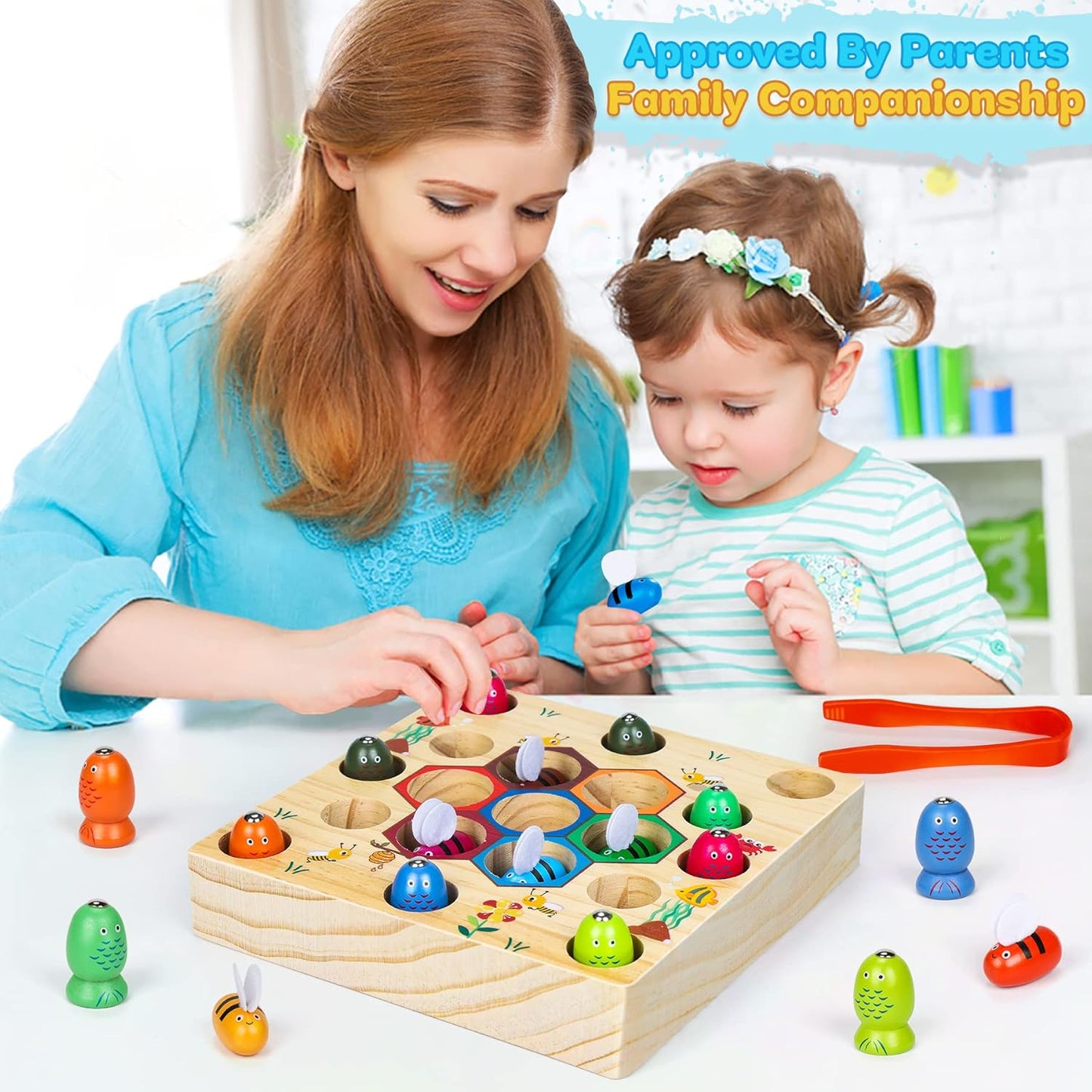 COOLJOY Spielzeug ab 2 Jahre Magnetisches Angelspiel Montessori 2 in 1 Magnetische Spielzeuge Holzspielzeug Geschenk für Junge und Mädchen Montessori Spielzeug ab 2 3 Jahre Autorisiertes Patent