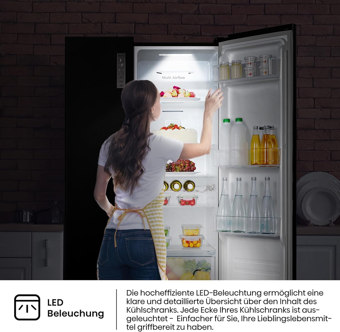 Hisense RS677N4BFD Side by Side Kühl-Gefrierkombination/ Inverter-Kompressor/ Flaschenablage/ 2 FreshZone/Gemüsefach / Kühlteil 334 l/ Gefrierteil 185 l/ 41 dB/ 247 kWh/ Jahr, Schwarz