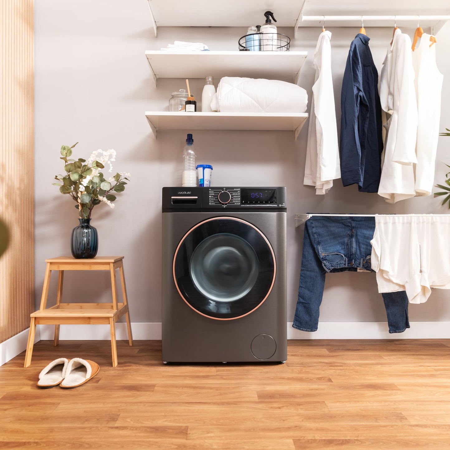 Cecotec Waschmaschine 8Kg Frontlader Bolero DressCode 8610 Inverter Steel A. 1400 U/min, Steam Max, Inverter Plus Motor, 15 Progr, OnSmart, Smooth Wash, Stop&Go, Antibakterielle Dichtung, Drum Clean
