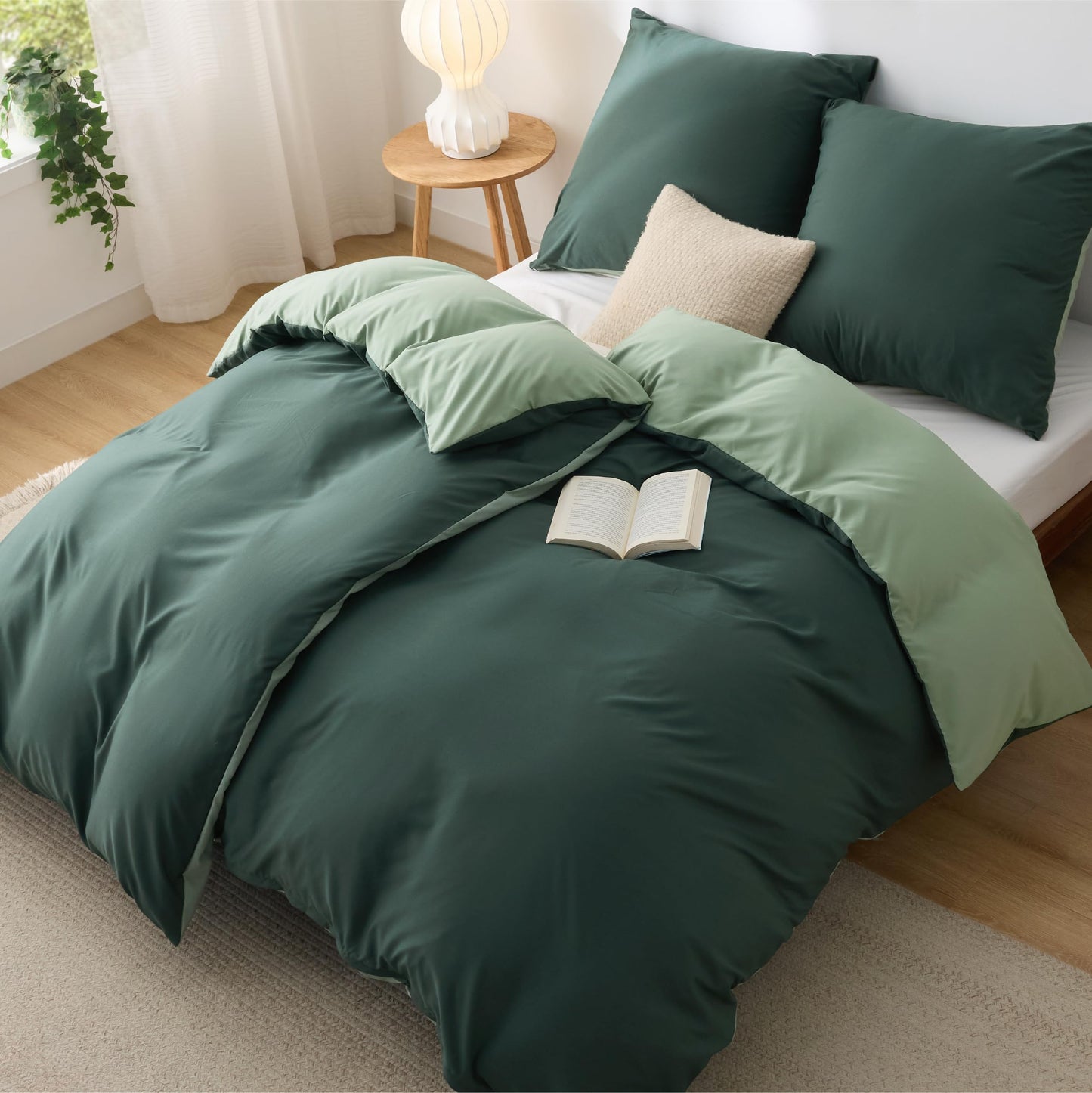 Bedsure Bed Linen 135 x 200 cm, 4-Piece Anthracite Bed Linen, 2 Duvet Covers 135 x 200 cm and 2 Pillowcases 80 x 80 cm, Oeko-Tex Bed Linen Sets, Polyester Microfibre with Zip