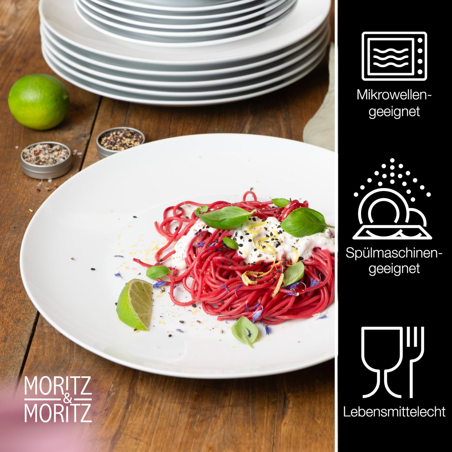 Moritz & Moritz BASIC Kaffeetassen Set 6-teilig - ca. 300ml aus hochwertigem Porzellan in klassischem Weiß - Perfekt für Kaffee, Tee, heiße Schokolade, Cappuccino