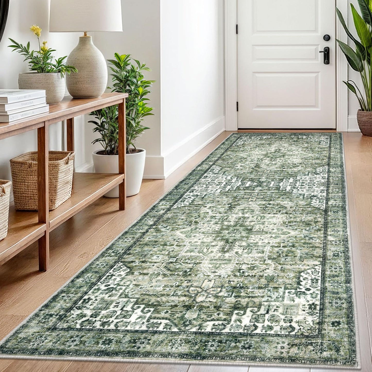 2x3 Blue Washable Rug for Entrance, Soft Traditional Area Rug, Non-Slip Printed Kitchen Rugs, Low-Pile Medallion Indoor Door Mat, Small Farmhouse Carpet for Entryway Kitchen Foyer Bedside