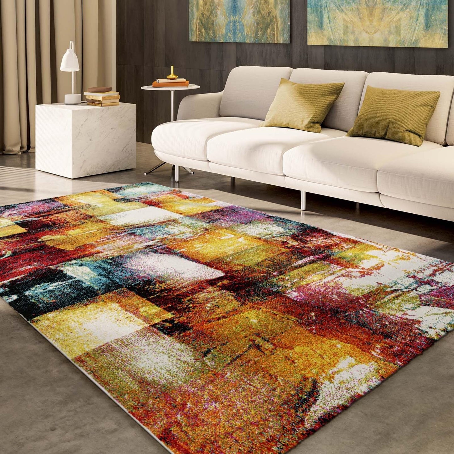 Taracarpet Moderner Designer Kurzflor Teppich bunt Multi fürs Wohnzimmer Schlafzimmer und Kinderzimmer Vision Graffiti 120x170 cm