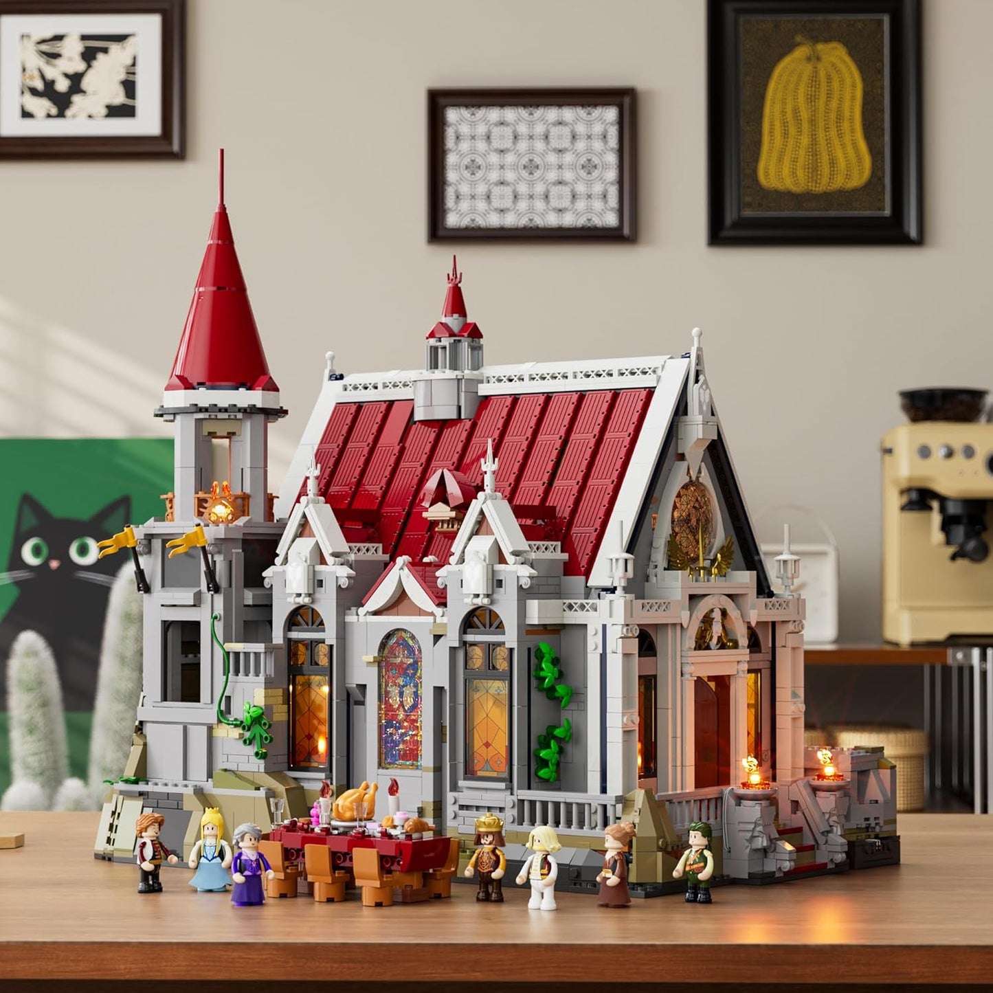 Lumibricks Mittelalter Castle Banquet Hall Bauset mit LED-Beleuchtung – 3232 Teile Große Burg mit Hochzeitsfest, 7 Minifiguren, Voll Bedruckte Steine – Sammlermodell für Erwachsene & Mittelalterfans