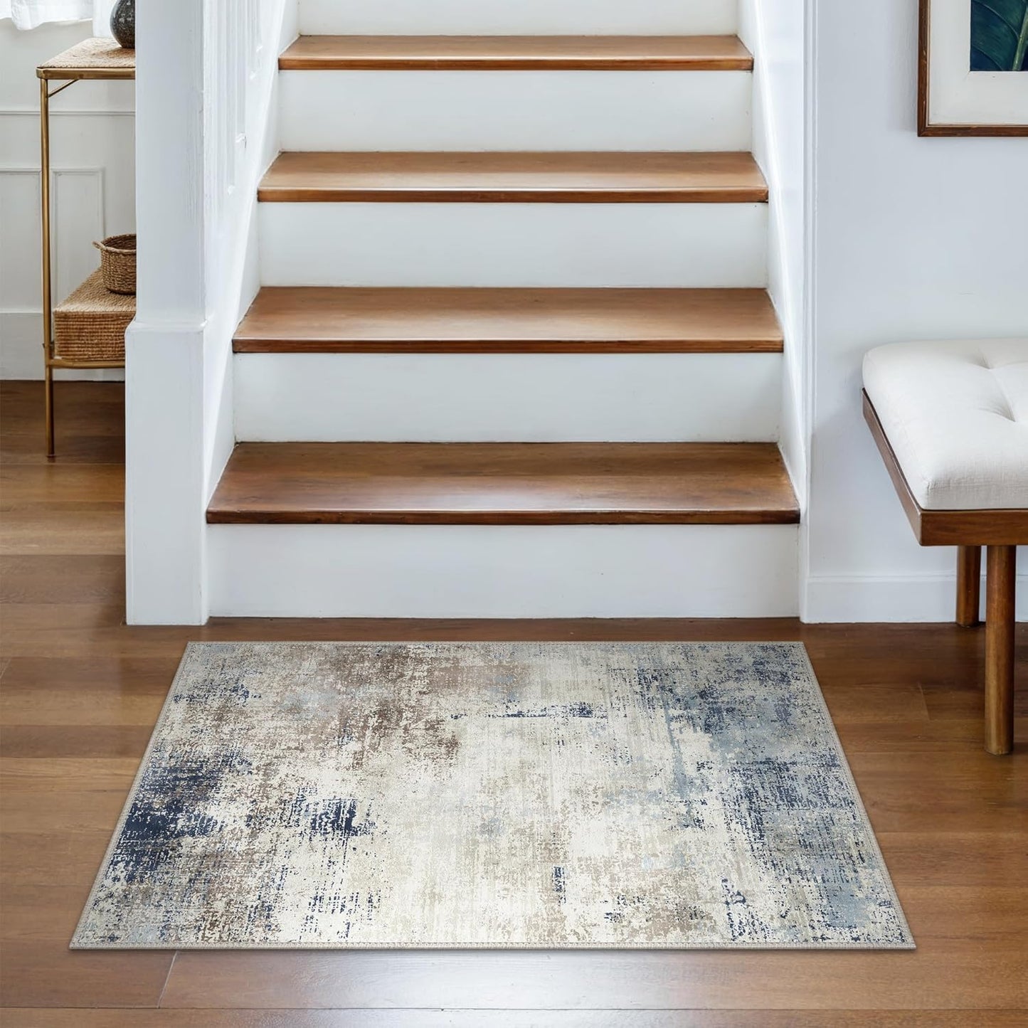 BEIMO Waschbarer Teppich Wohnzimmer, Abstrakt Design Teppich Schlafzimmer Kurzflor, Groß Teppiche rutschfest Weiche für Badezimmer Esszimmer Flur, 120x170cm