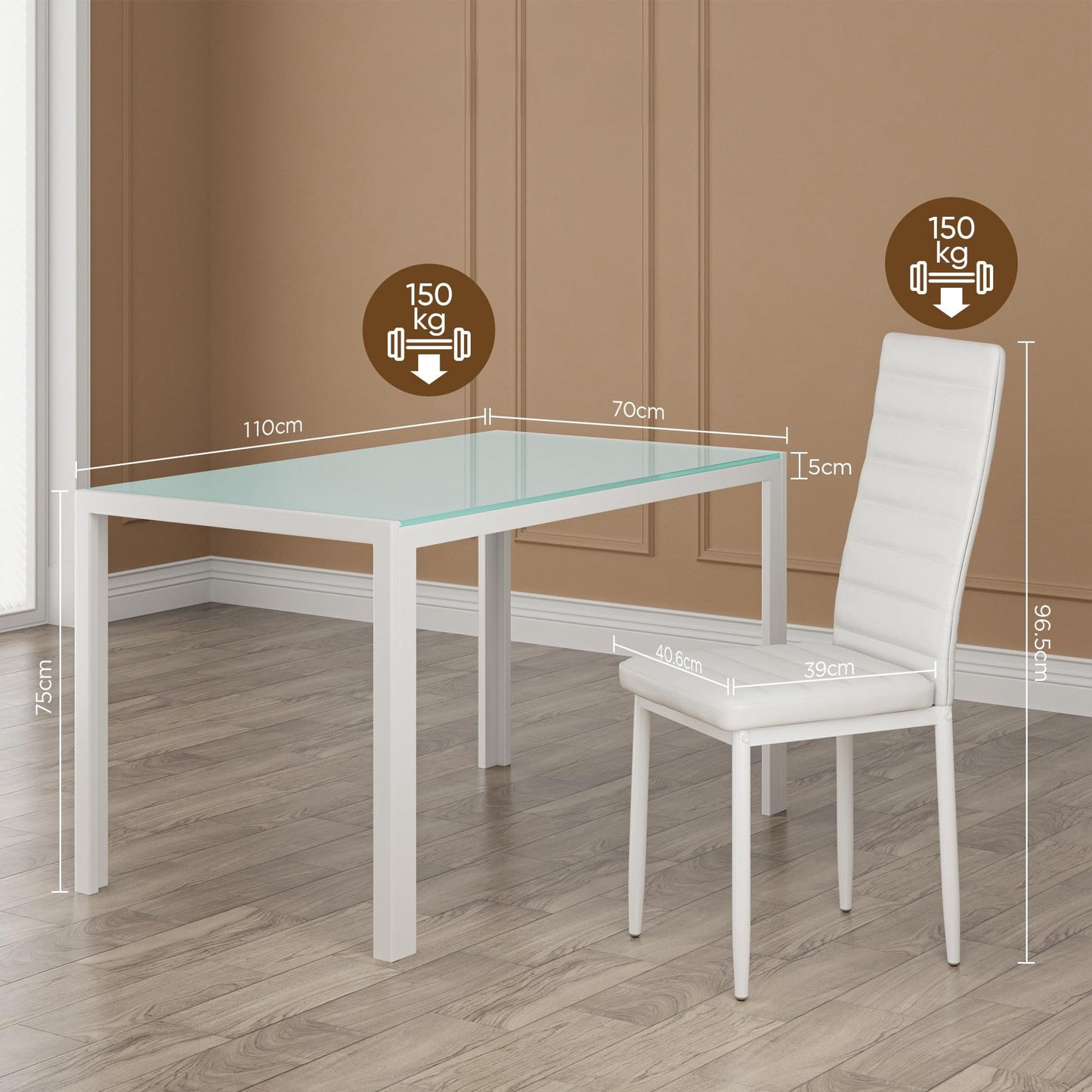 Bealife Dining Table with 4 Chairs Set, Dining Table and Chairs for 4 People, Dining Room 6 Chairs and Table, Set with Dining Table and Chairs for Kitchen, Dining Room and Living Room (Black, 4