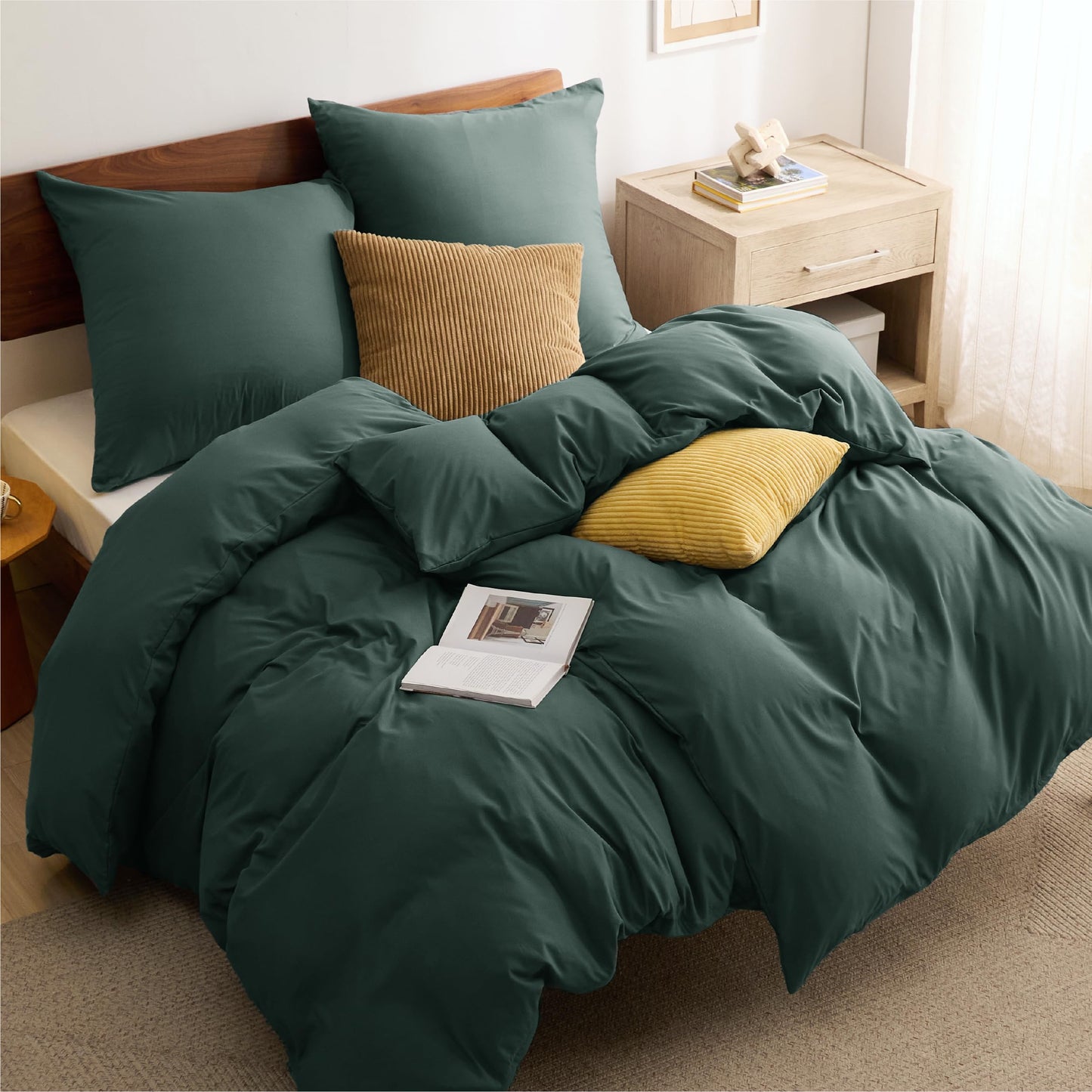 Bedsure Bed Linen 135 x 200 cm, 4-Piece Anthracite Bed Linen, 2 Duvet Covers 135 x 200 cm and 2 Pillowcases 80 x 80 cm, Oeko-Tex Bed Linen Sets, Polyester Microfibre with Zip