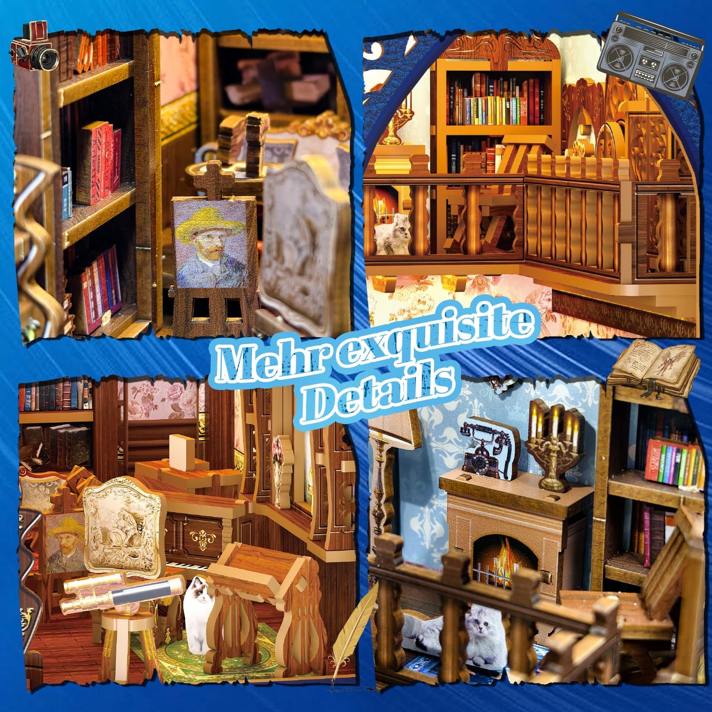 Book Nook Japan, Sakura Straße Booknook Japanischer Kit, 293PCS DIY Miniature House mit Licht, 3D Puzzle für Erwachsene und Heranwachsende, Japanische Deko Holzpuzzle Erwachsene Bücherregaldekoration