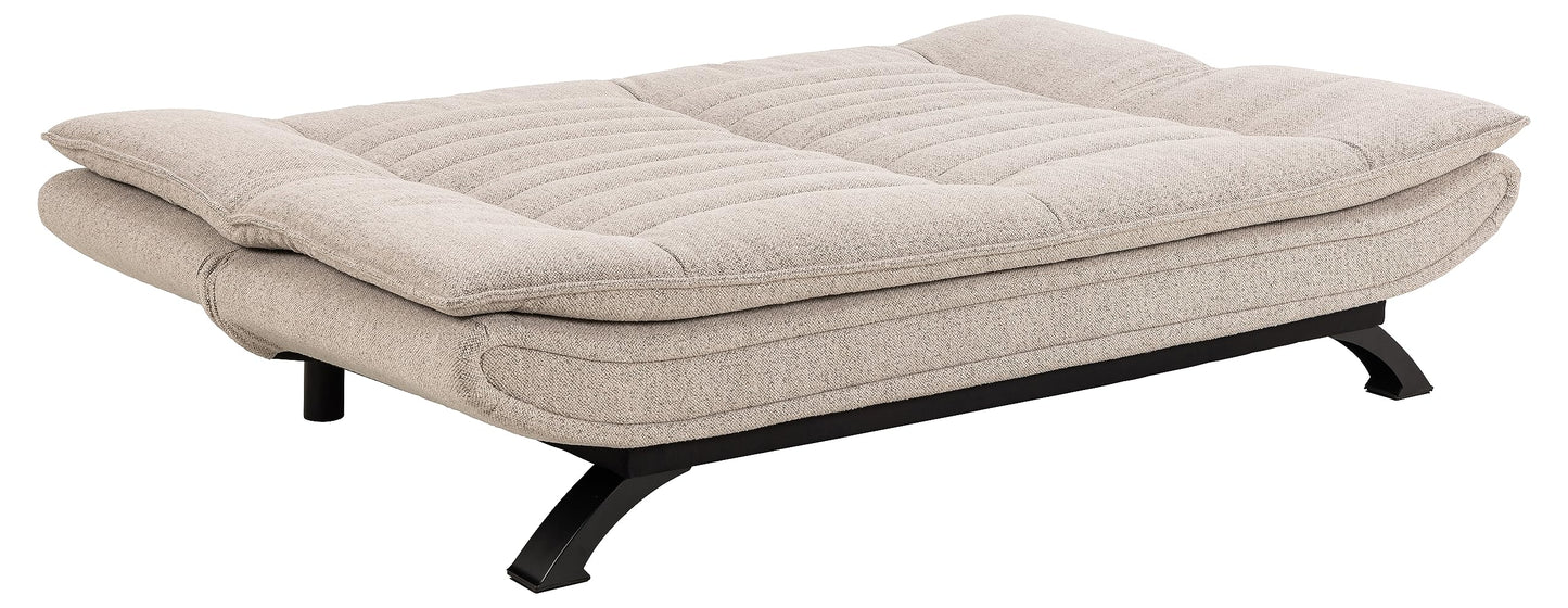 AC Design Furniture Jasper Bettcouch Dunkelgrau/Schwarz, Schlafsofa mit 3 Liegepositionen, Moderner 3-Sitzer Ohne Armlehne, Gepolstert mit Schwarzen Metallbeinen, L: 196 x H: 91 x T: 98 cm