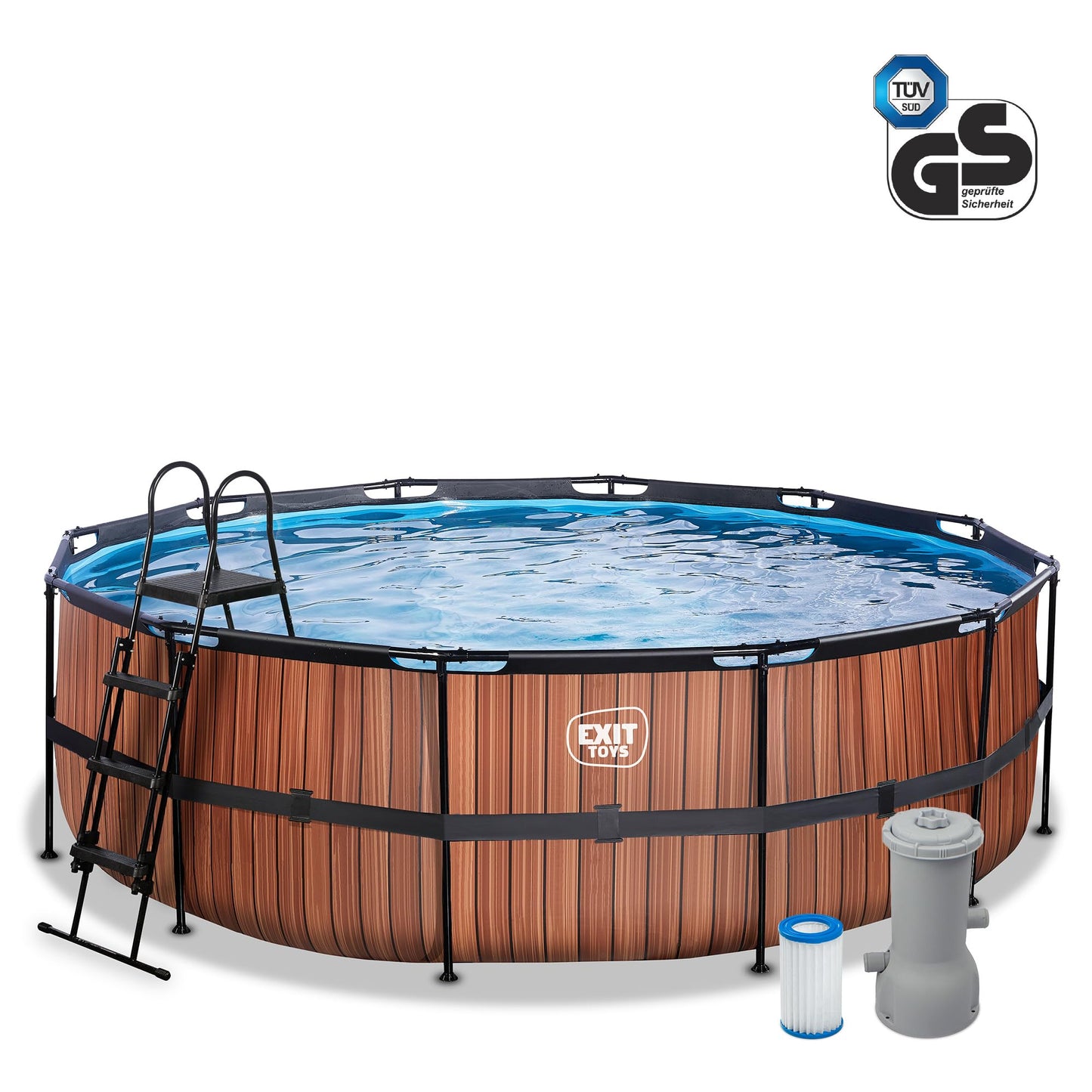 EXIT Toys Soft Grey Pool - 300x200x65cm - Rechteckiger, Kompakter Rahmenpool mit Kartuschenfilterpumpe - Leicht Zugänglich - Für Kleinkinder Geeignet - Starker Rahmen - Einzigartiges Design - Grau