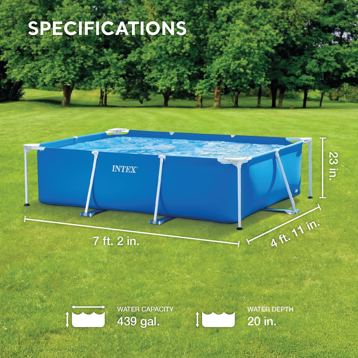 Intex Rectangular Frame Pool, Blau, 300 x 200 x 75 cm