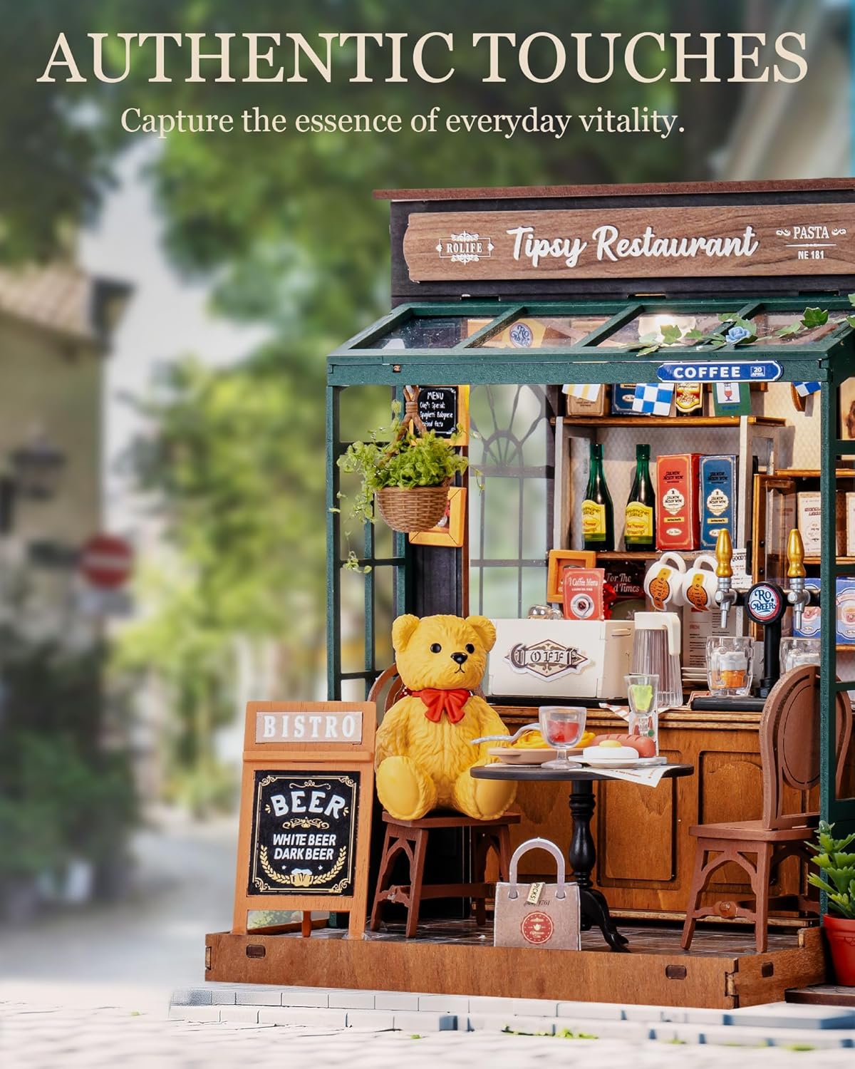 Rolife Miniatur Haus Selber Bauen Tipsy Restaurant - DIY Puppenhaus Tiny House Bausatz Mini Haus Home Desk Bücherregal Dekoration Idee