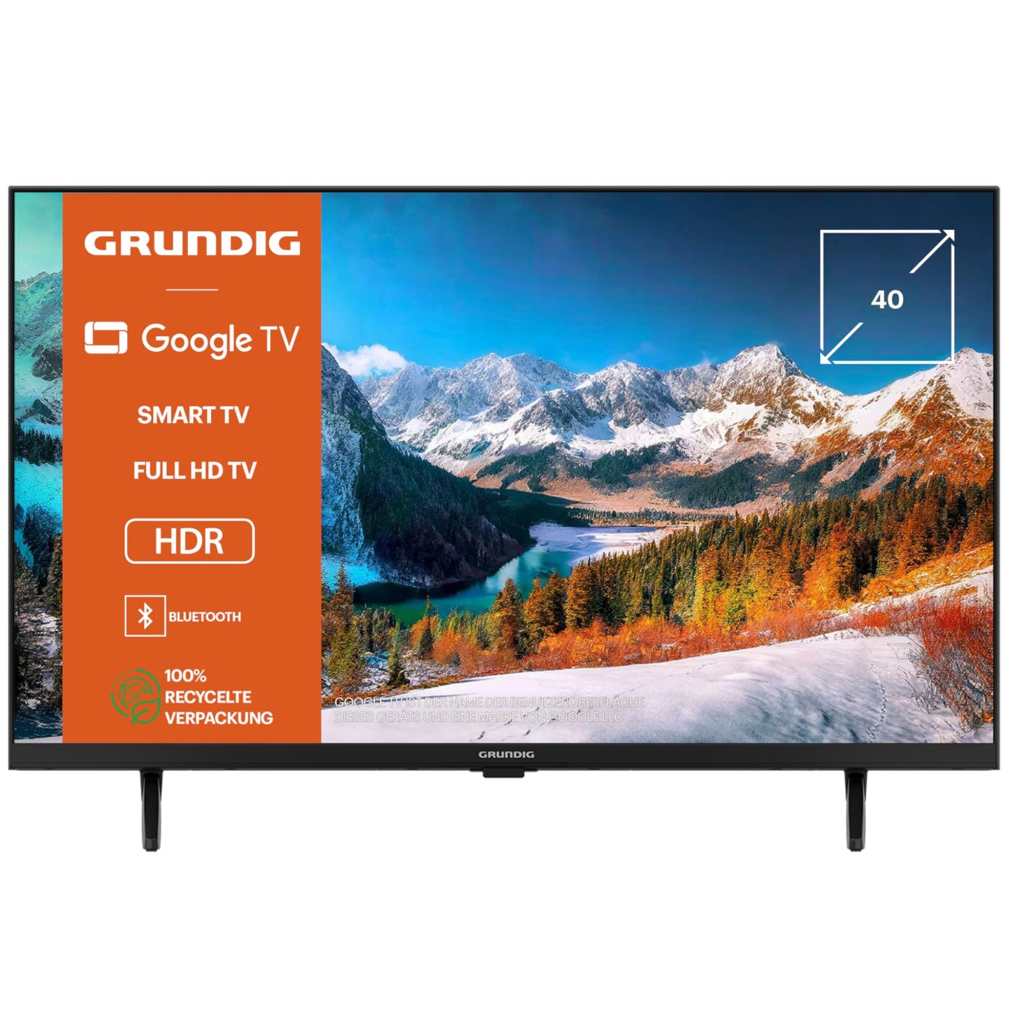 Grundig 40 VOE 64 TV 40 Inch (100 cm) LED TV, Google TV, Full HD, Dolby Digital, Magic Fidelity, Chromecast Built-in, Bluetooth, Smart TV, Voice Control, Black
