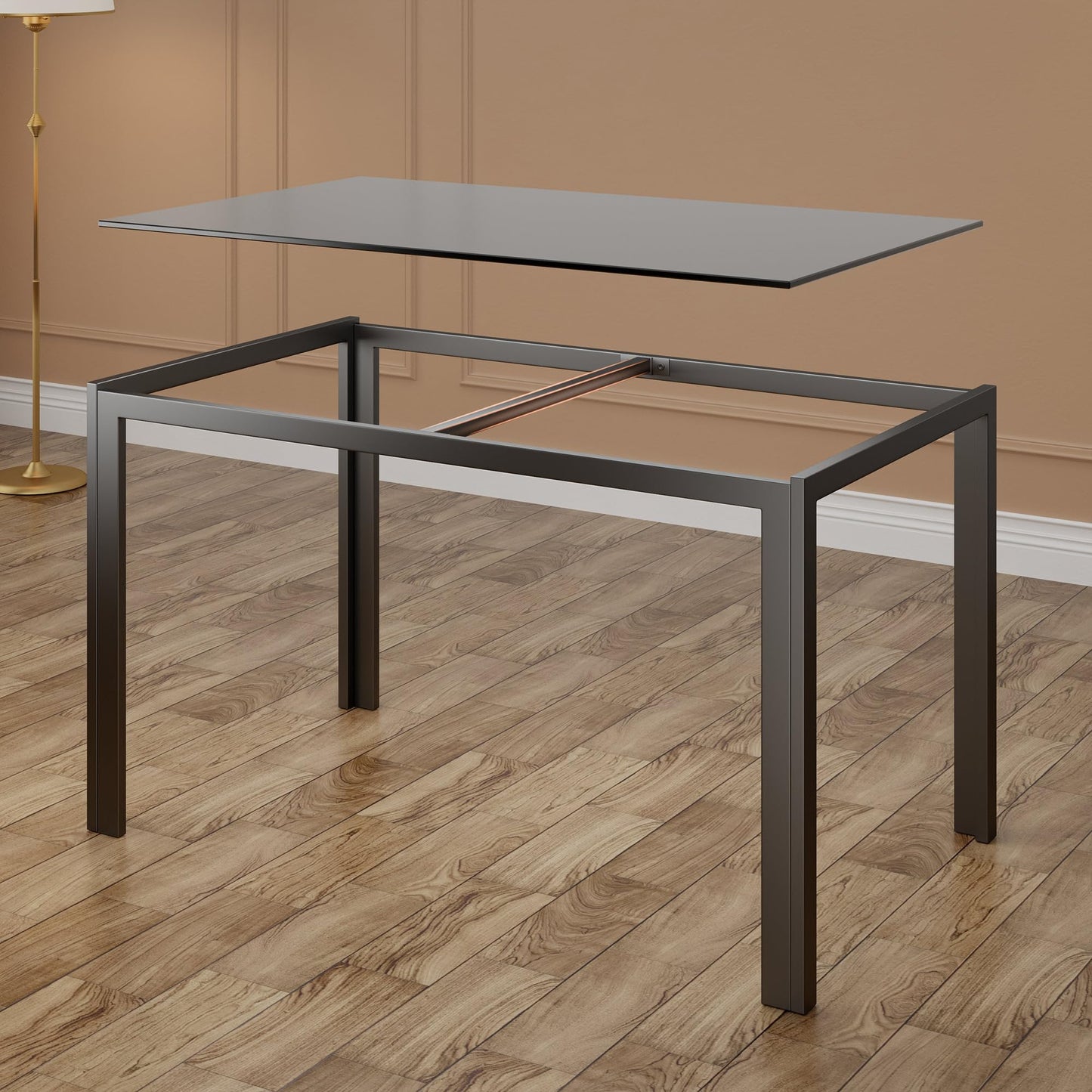 Bealife Dining Table with 4 Chairs Set, Dining Table and Chairs for 4 People, Dining Room 6 Chairs and Table, Set with Dining Table and Chairs for Kitchen, Dining Room and Living Room (Black, 4