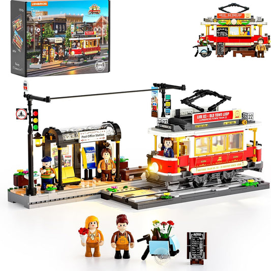 Lumibricks Heritage Tram and Stop Kit with Light, 1274Pcs, L9084