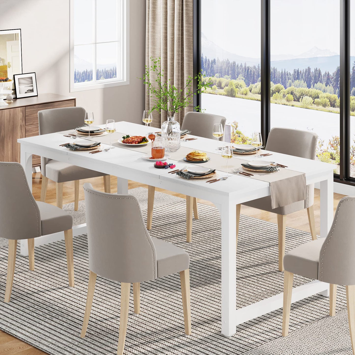 Tribesigns 160 x 80 cm Esstisch, industrieller Küchentisch für 4-6 Personen, rechteckiger Esstisch für Esszimmer, Küche, Wohnzimmer, mit robusten Metallbeinen (Rustikales Braun)