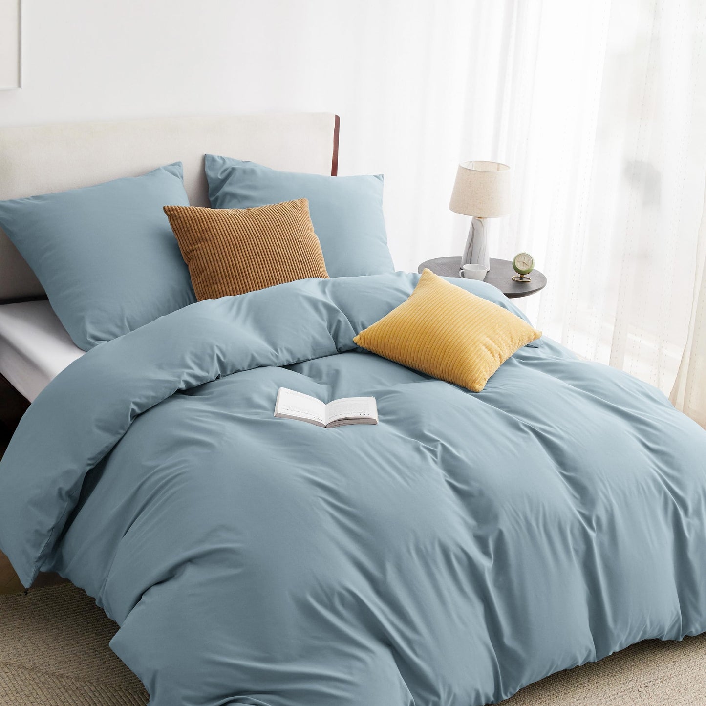 Bedsure Bed Linen 135 x 200 cm, 4-Piece Anthracite Bed Linen, 2 Duvet Covers 135 x 200 cm and 2 Pillowcases 80 x 80 cm, Oeko-Tex Bed Linen Sets, Polyester Microfibre with Zip