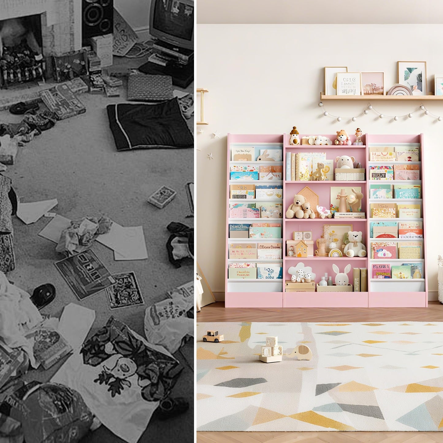 FOREHILL 129 cm Breite Kinderregal, Bücherregal für Kinder mit 14 Ablagen, Kinderzimmer Möbel aus Holz, Spielzeugregal, Regal für Kinderzimmer, Kindergarten, Leseecke, 129 x 120 x 35 cm (weiß)