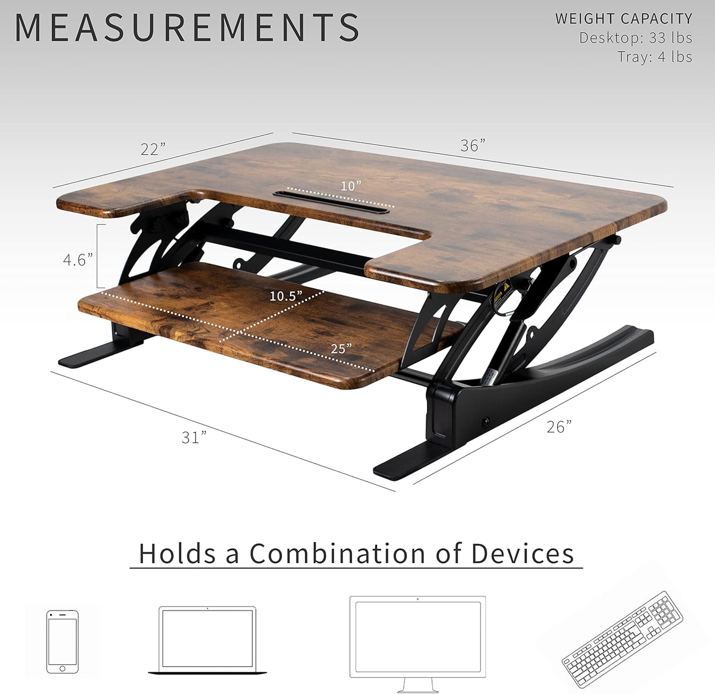 VIVO Black Height Adjustable 36 inch Stand up Desk Converter Quick Sit to Stand Tabletop Dual Monitor Riser, DESK-V000V