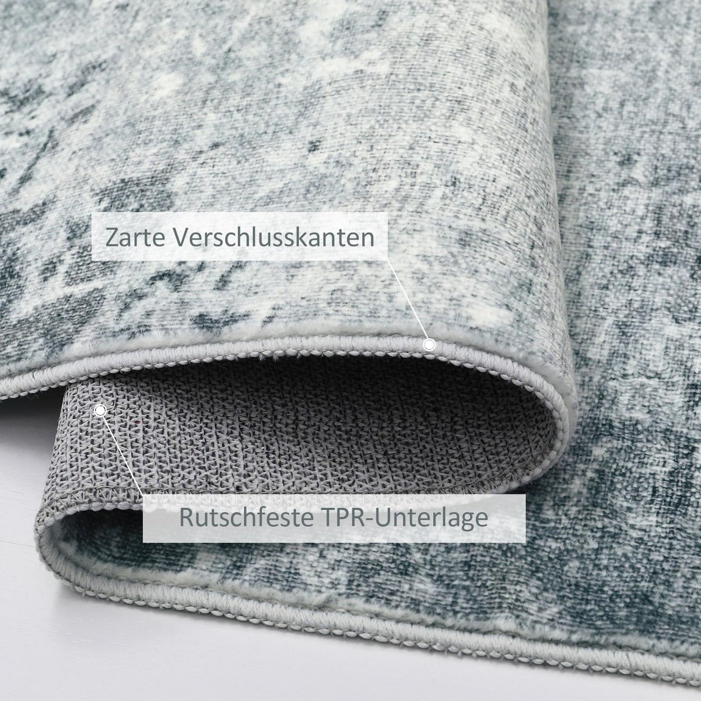 Guchuang Bedding Living Room Rug 140 x 200 cm, Grey Green Rug Vintage Mottled Smudged Design Short Pile Rugs, Washable Non-Slip Rugs for Bedroom
