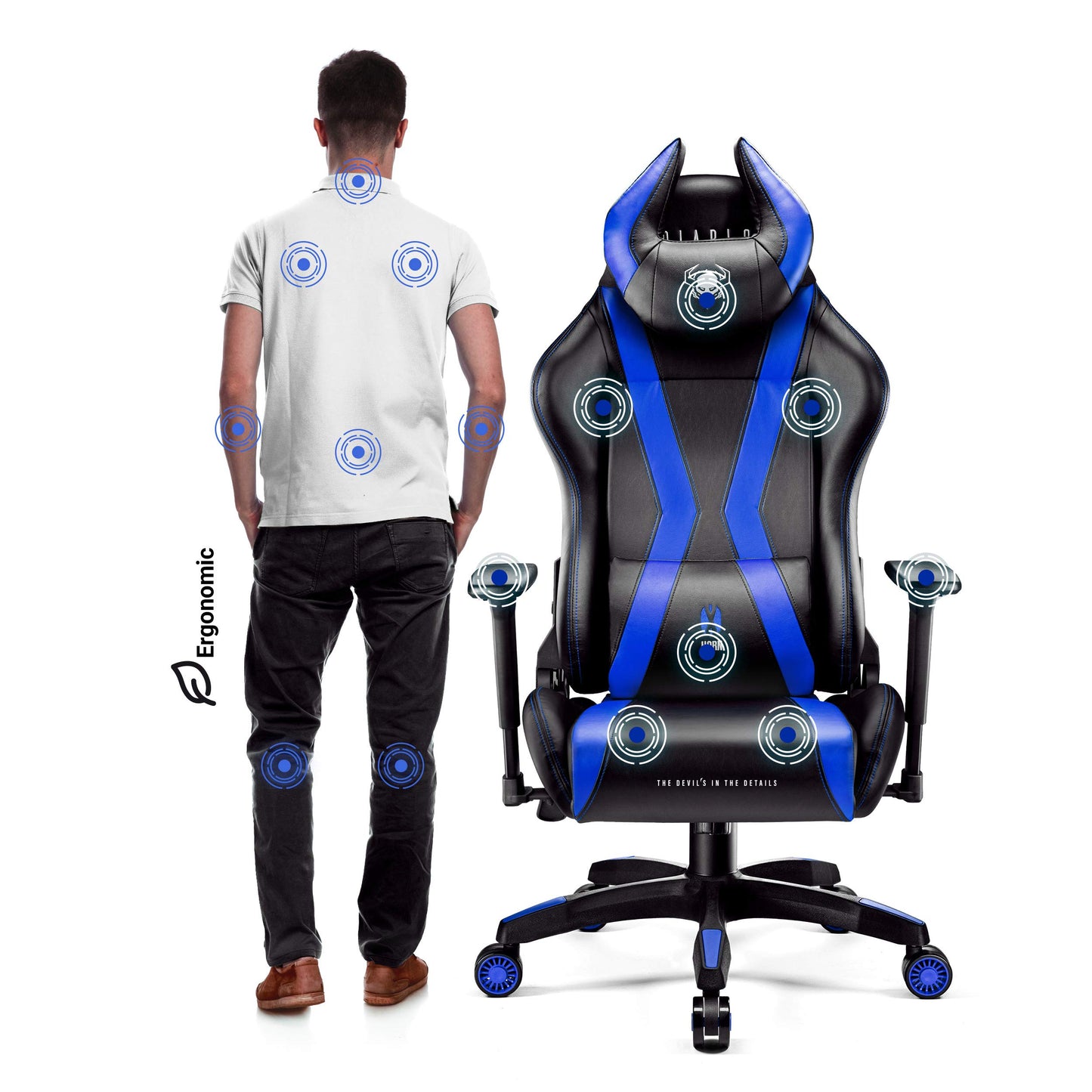 Diablo X-Horn Gaming Office Chair Desk Chair 3D Armrests Ergonomic Design Neck / Lumbar Cushion Imitation Leather Rocker Function