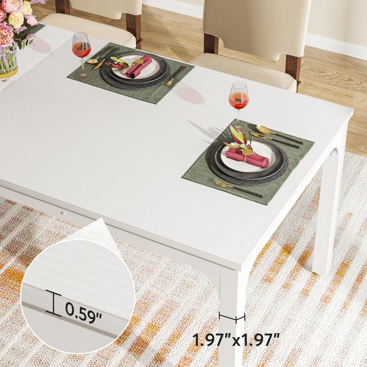 Tribesigns Dining Table, Industrial Kitchen Table for 4-6 People, 200 x 70 x 75 cm, Rectangular Dining Table for Dining Room, Kitchen, Living Room, with Heavy Duty Metal Legs, Oak
