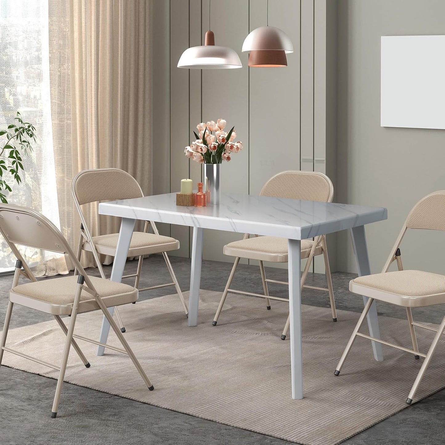 Asdsed Klappstuhl 4er Set, Klappstühle Gepolstert, Klappstuhl bis 158KG Gepolstert mit Starker Stahlrahmen, Faltbarer Klappstühle Platzsparender Schreibtischstuhl für Haus Büro Garten Balkon Party